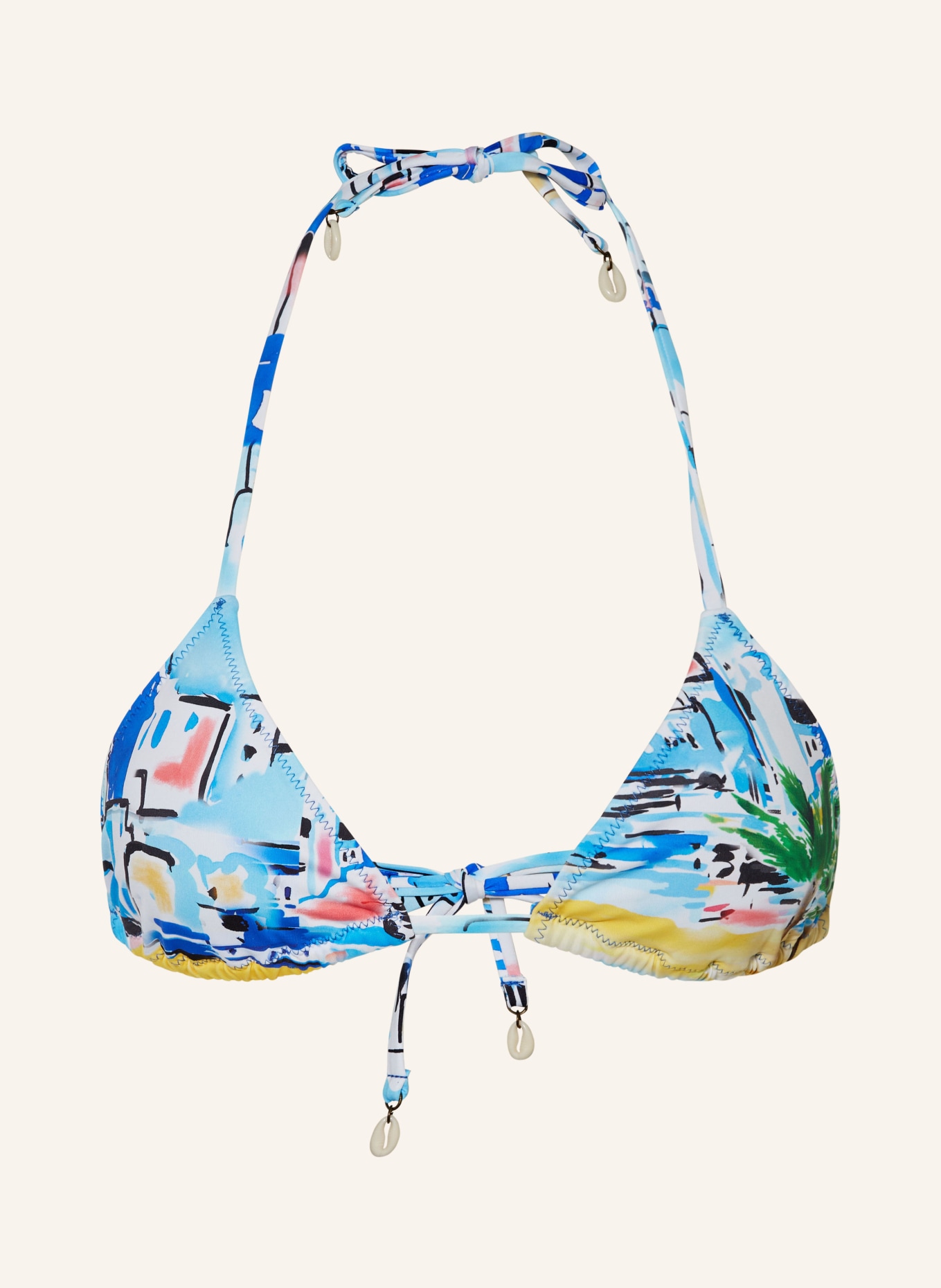 POLO RALPH LAUREN Triangle bikini top RIVIERA SCENIC, Color: BLUE/ GREEN/ YELLOW (Image 1)