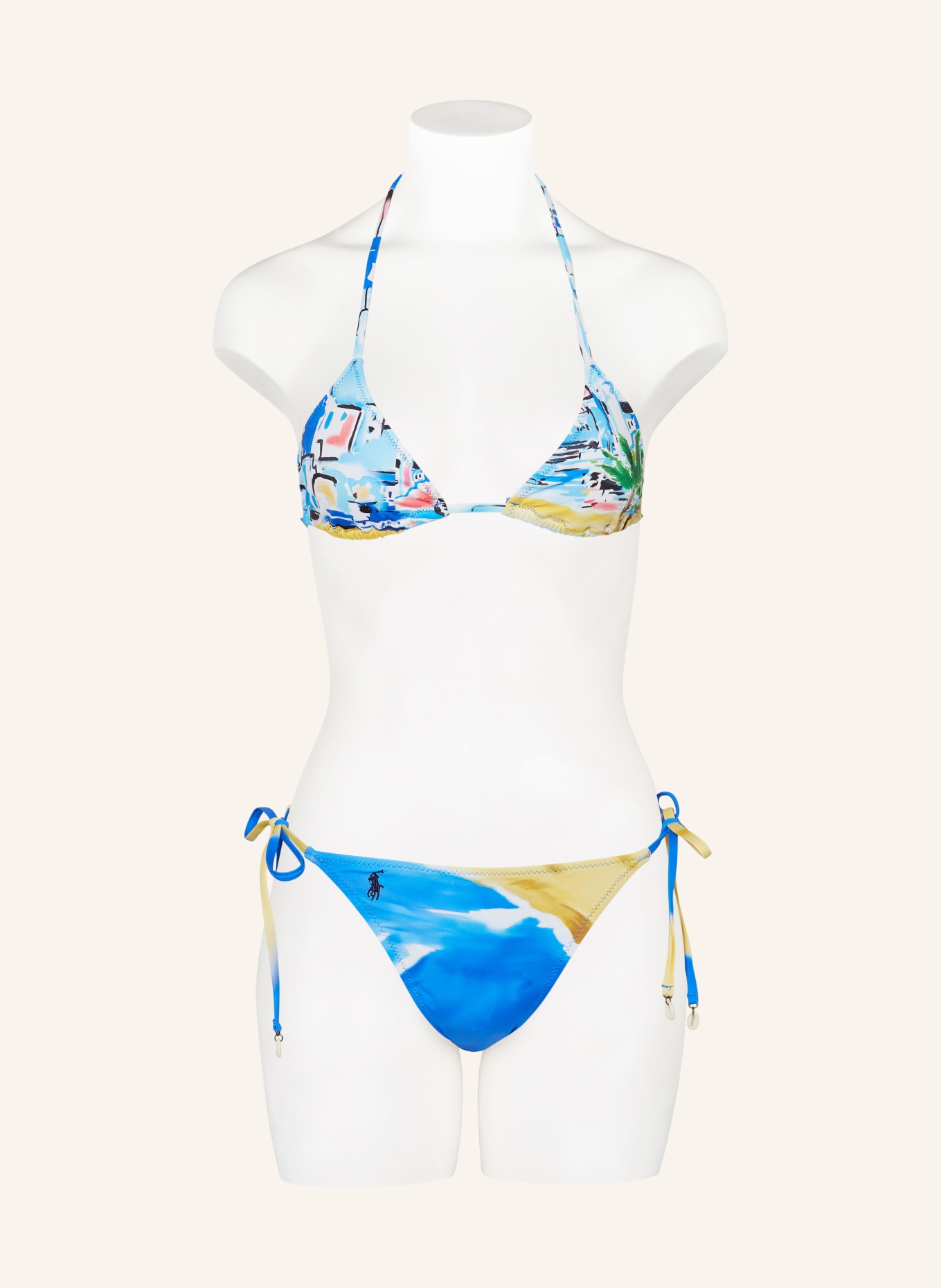 POLO RALPH LAUREN Triangle bikini top RIVIERA SCENIC, Color: BLUE/ GREEN/ YELLOW (Image 2)