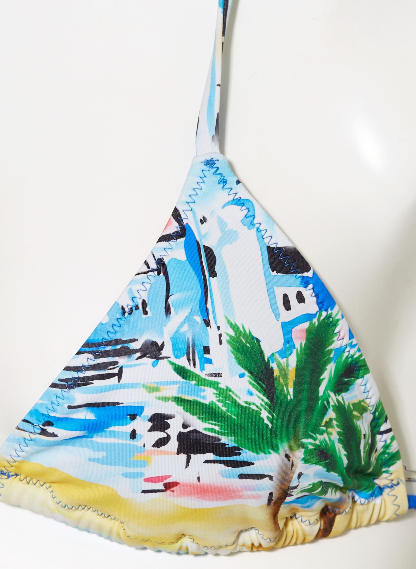 POLO RALPH LAUREN Triangle bikini top RIVIERA SCENIC, Color: BLUE/ GREEN/ YELLOW (Image 4)