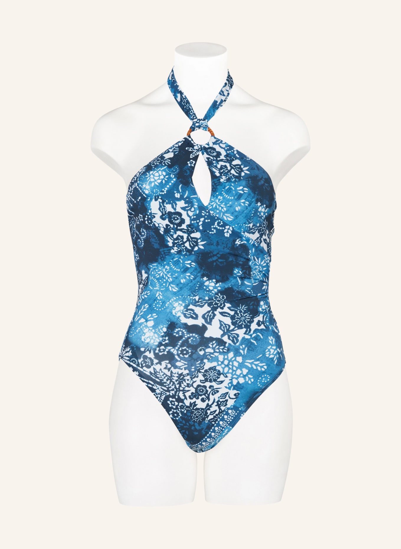LAUREN RALPH LAUREN Halter neck swimsuit, Color: BLUE/ BLUE GRAY/ WHITE (Image 2)
