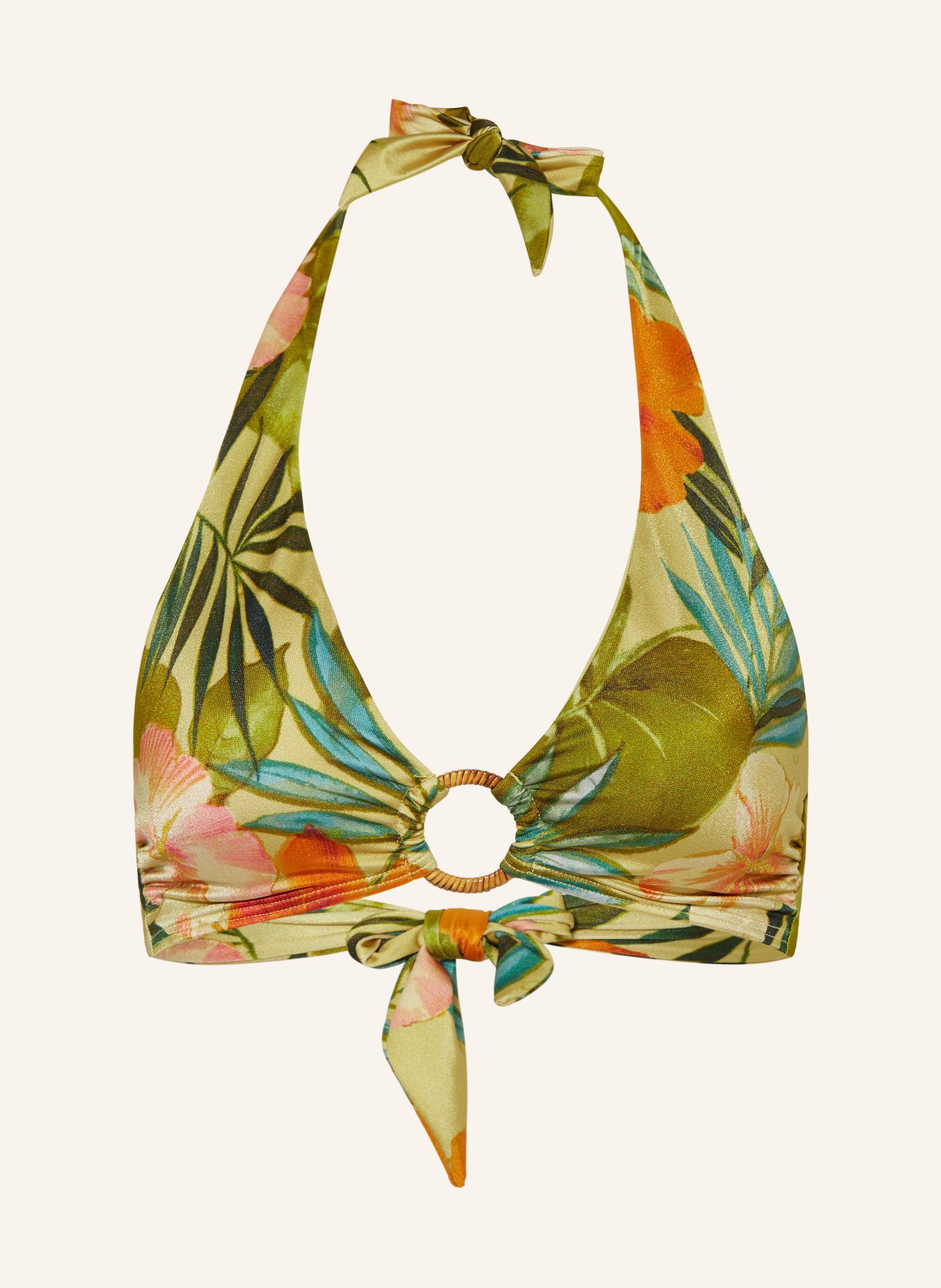 LAUREN RALPH LAUREN Halter neck bikini top ISLAND TROPICAL, Color: GREEN/ DARK YELLOW/ ORANGE (Image 1)