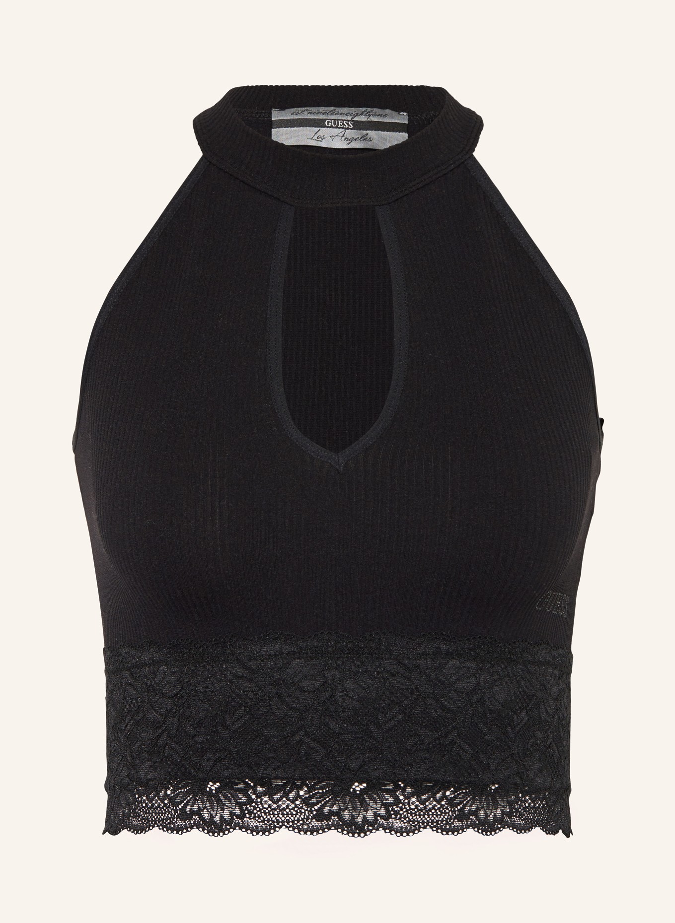 GUESS Jersey top LILA with lace, Color: BLACK (Image 1)