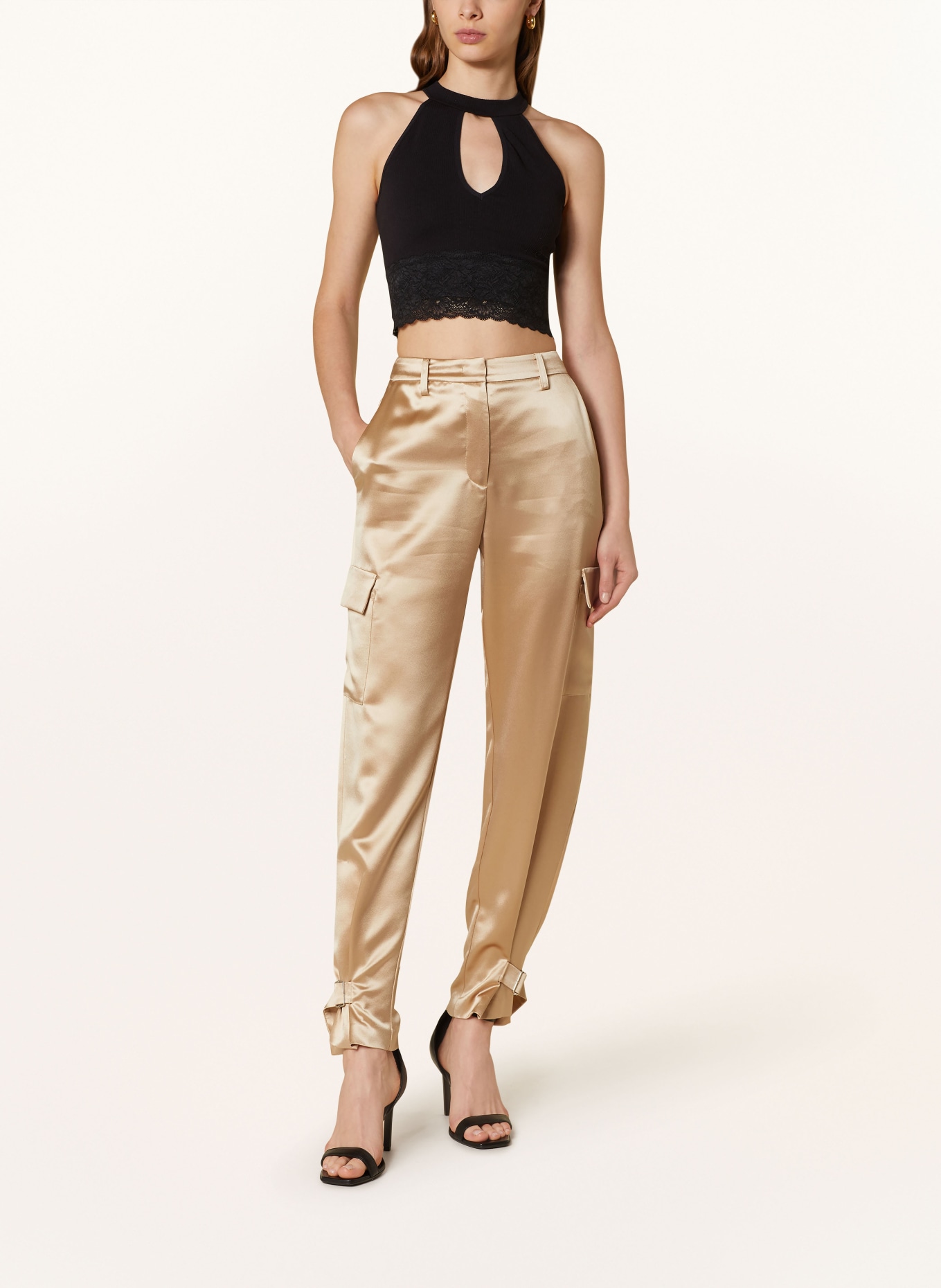 GUESS Cargo pants MARZIA in satin, Color: GOLD (Image 2)