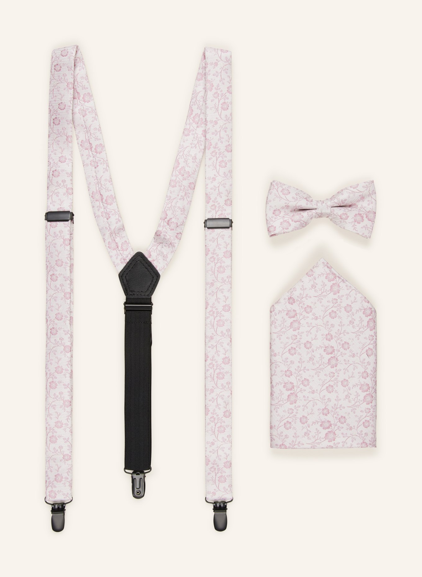 OLYMP Sada: Šle, motýlek a kapesníček do náprsní kapsy: BÍLÁ / RŮŽOVÁ