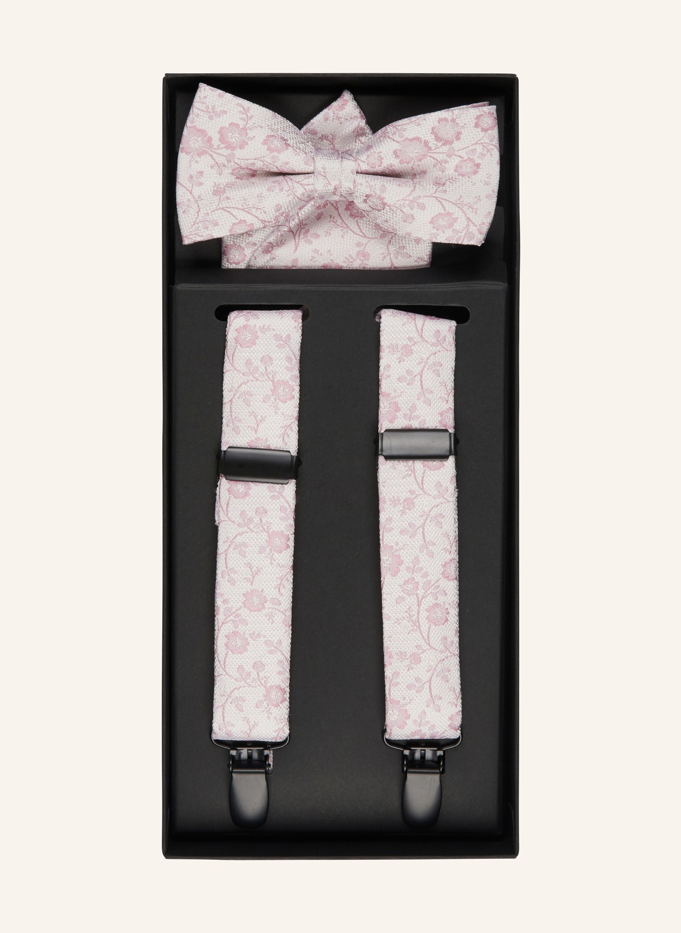 OLYMP Sada: Šle, motýlek a kapesníček do náprsní kapsy: BÍLÁ / RŮŽOVÁ