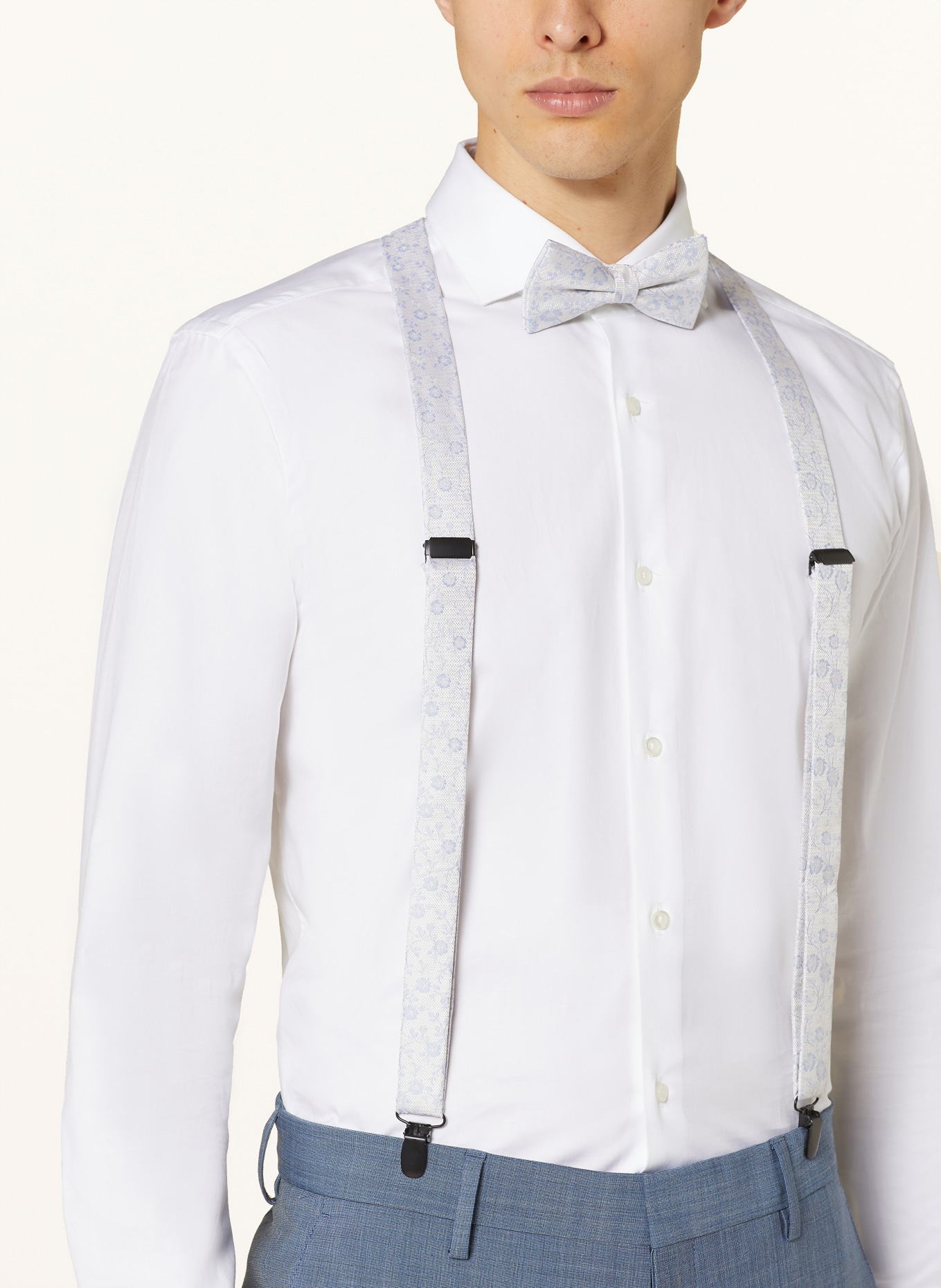 OLYMP Sada: Šle, motýlek a kapesníček do náprsní kapsy: BÍLÁ / TMAVĚ MODRÁ