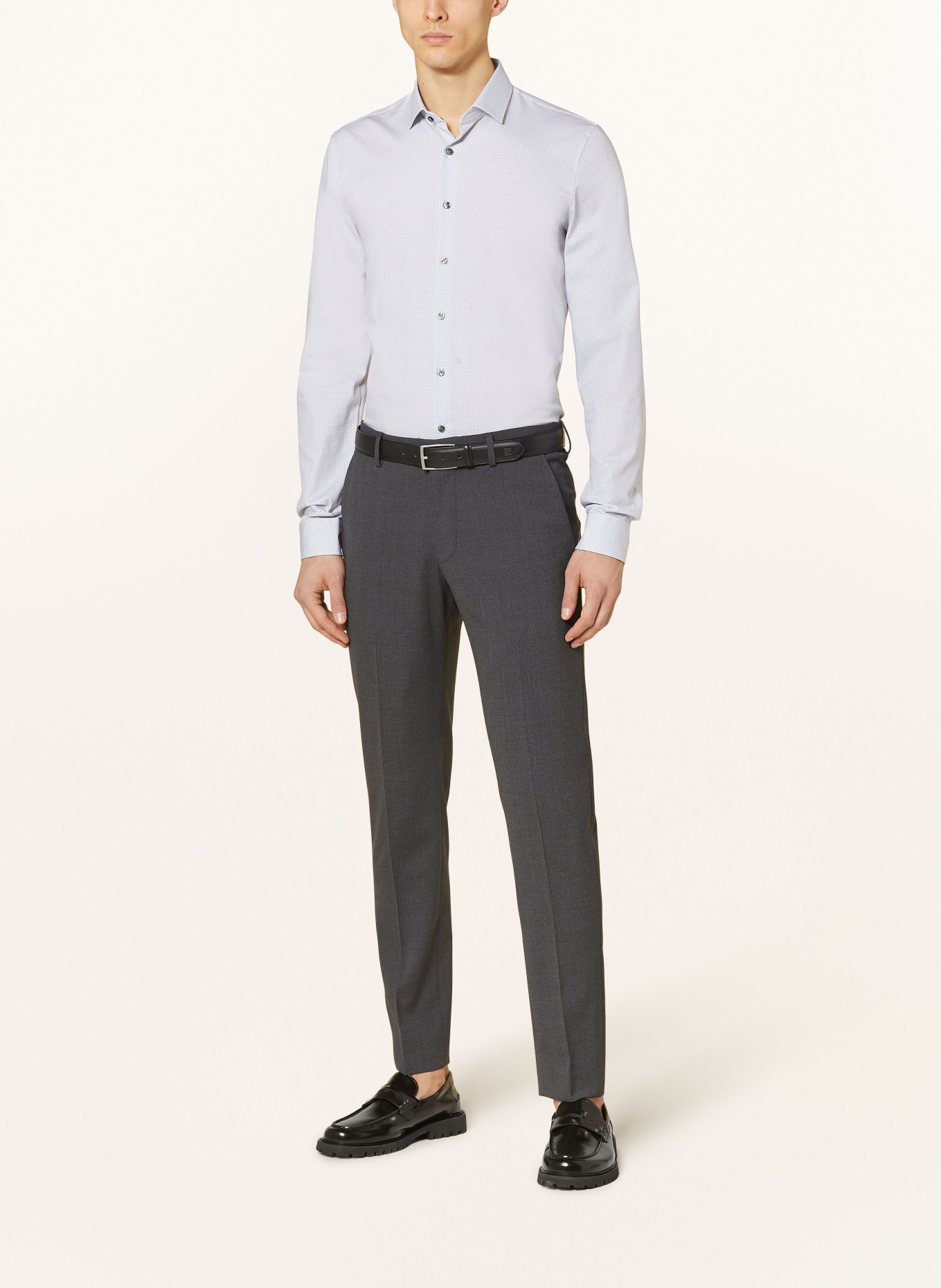 OLYMP Hemd No. Six super slim: HELLGRAU / WEISS