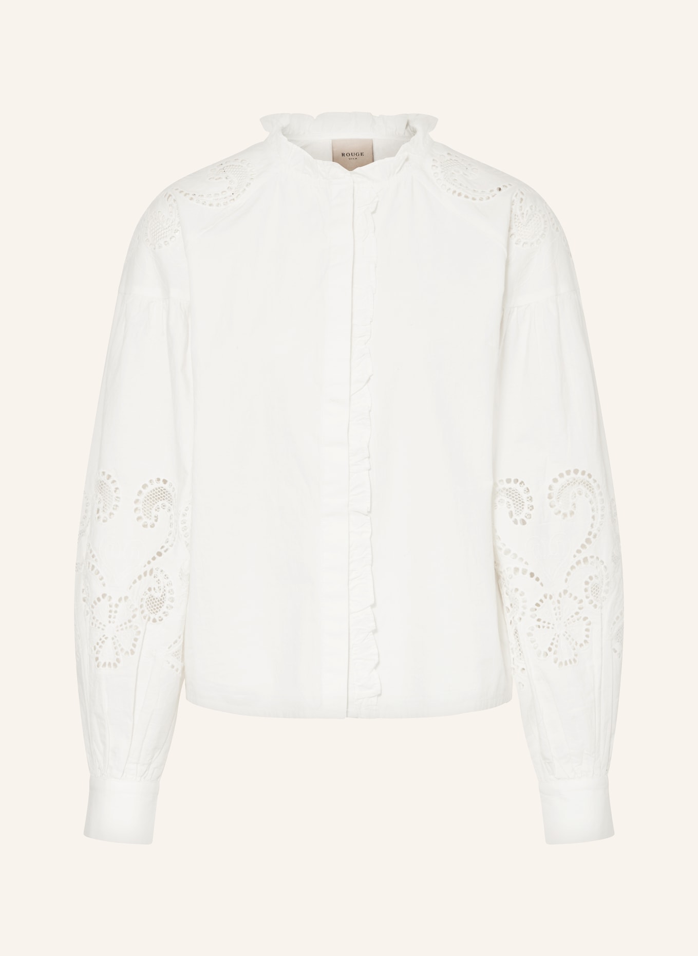 ROUGE VILA Blouse VIFAYE with broderie anglaise and ruffles, Color: WHITE (Image 1)