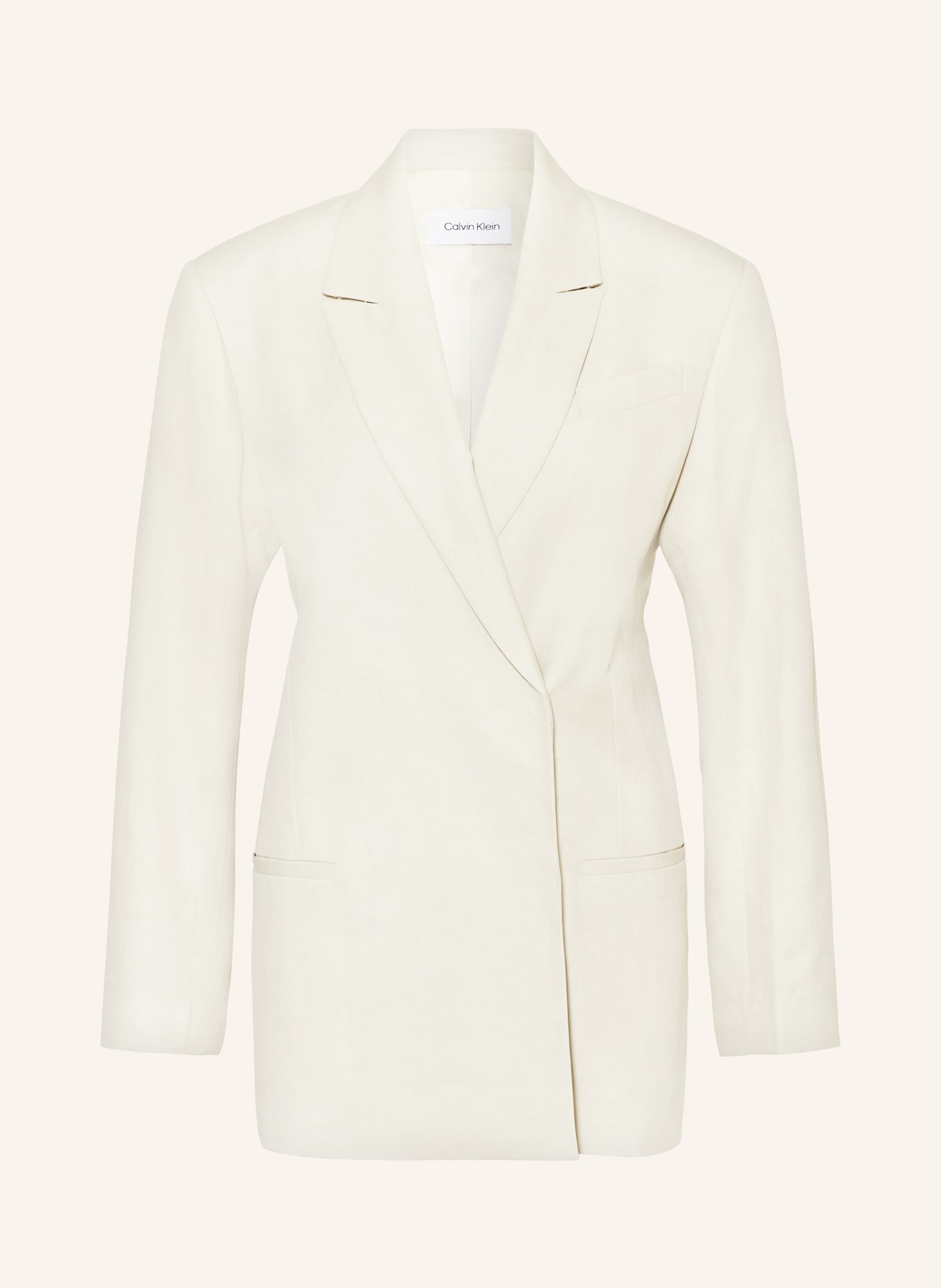 Calvin Klein Long blazer with linen, Color: ECRU (Image 1)