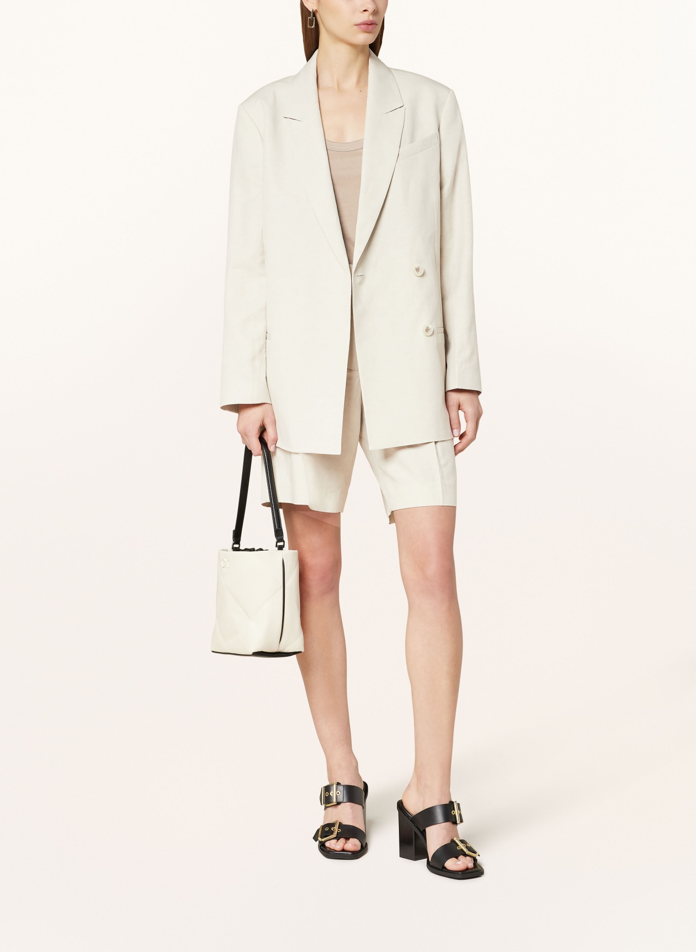 Calvin Klein Long blazer with linen, Color: ECRU (Image 2)