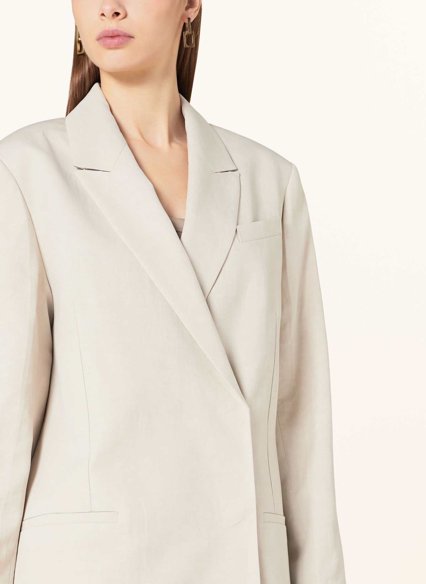 Calvin Klein Long blazer with linen, Color: ECRU (Image 4)