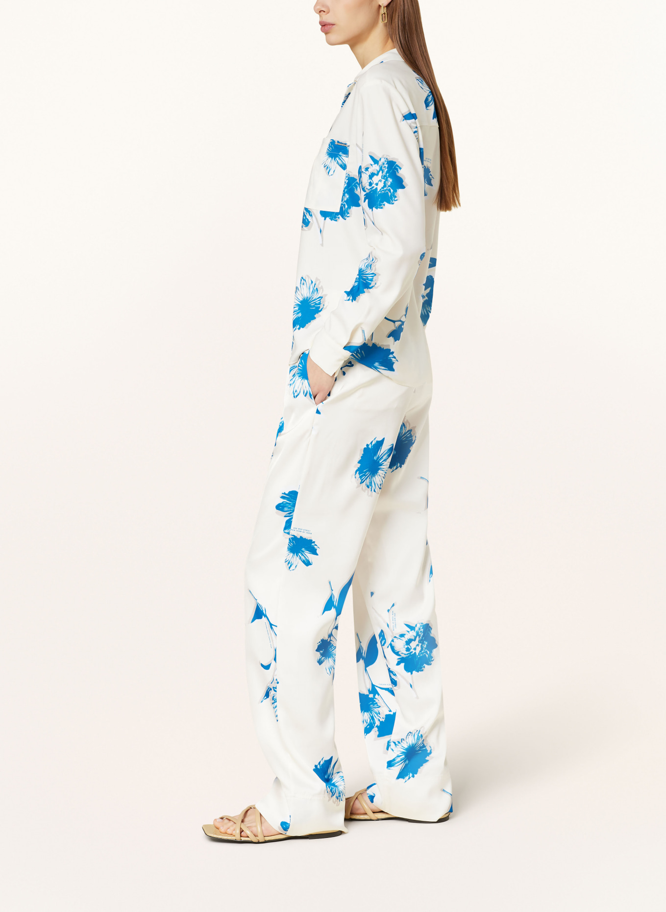 Calvin Klein Satinhose, Farbe: BLAU/ WEISS/ HELLGRAU (Bild 4)