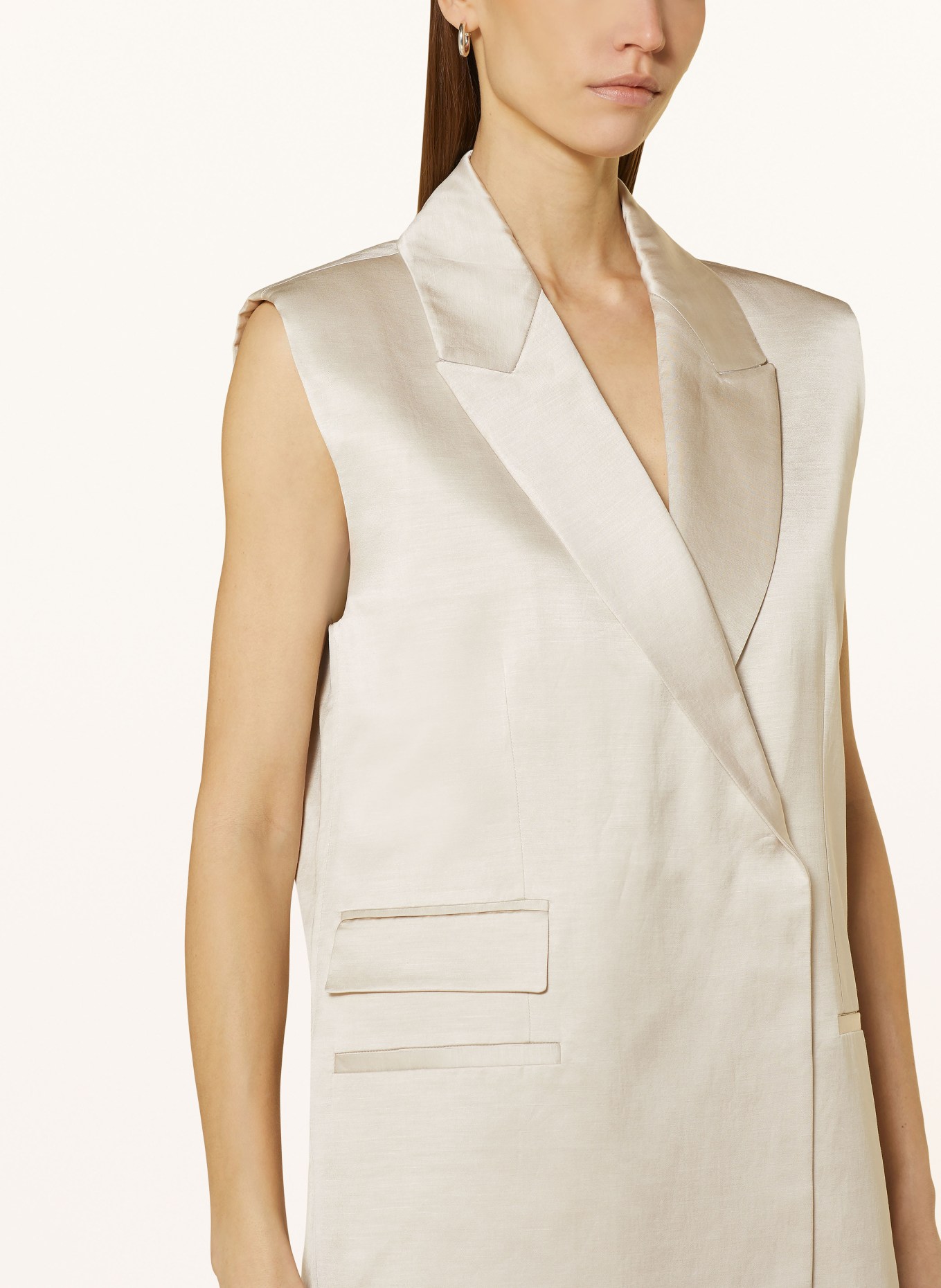 Calvin Klein Blazer vest made of satin, Color: BEIGE (Image 4)