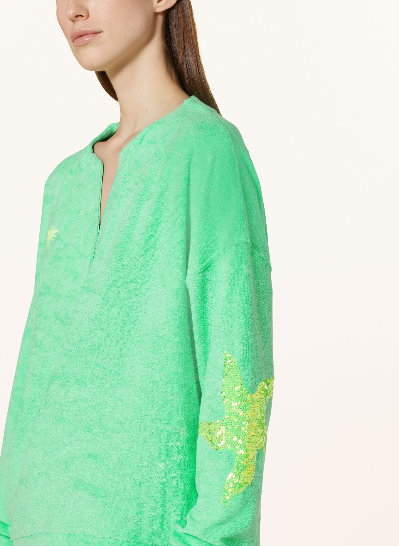 yippie hippie Terry cloth shirt with sequins, Color: LIGHT GREEN (Image 4)