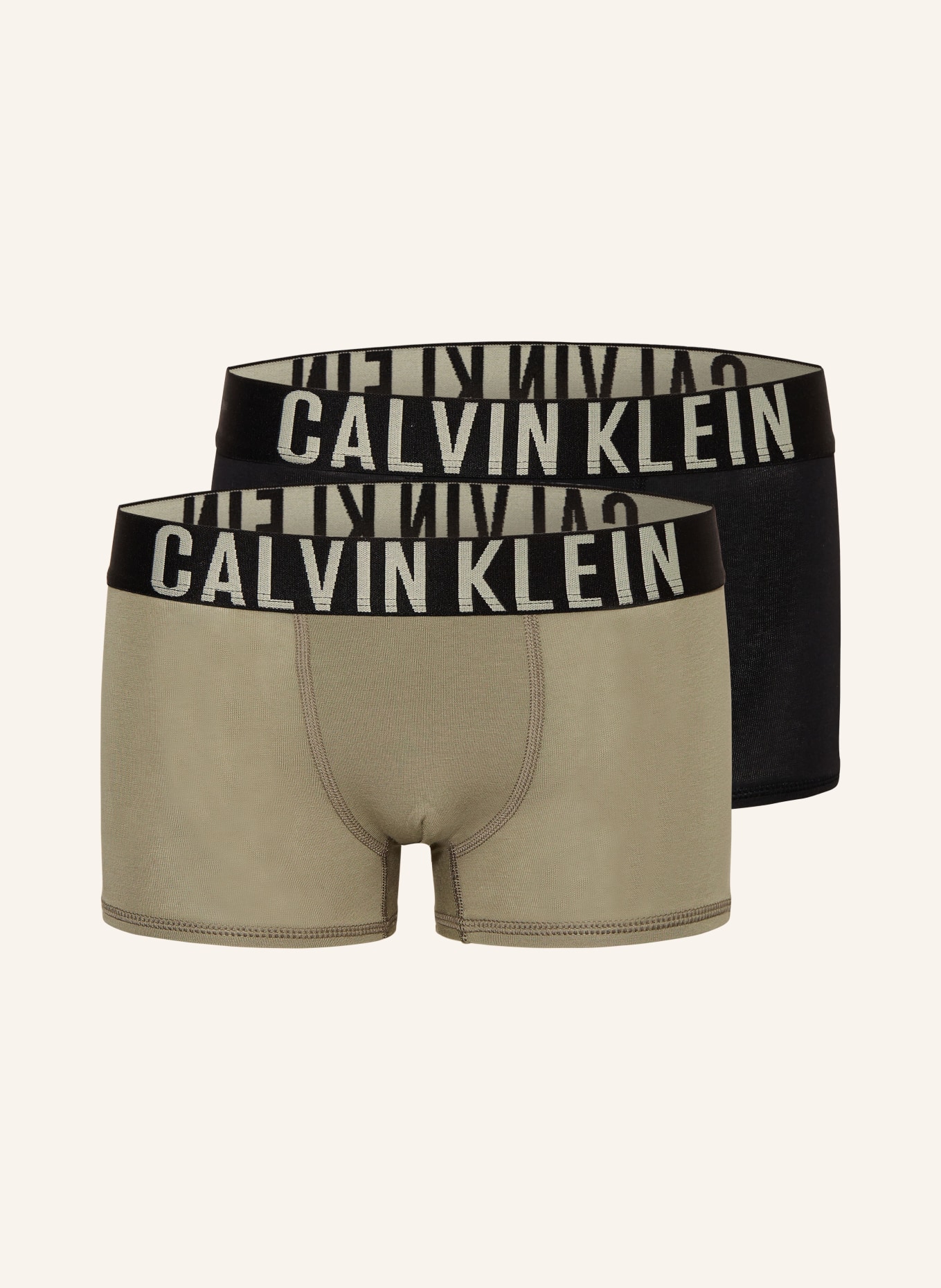 Calvin Klein 2er-Pack Boxershorts, Farbe: KHAKI/ SCHWARZ (Bild 1)