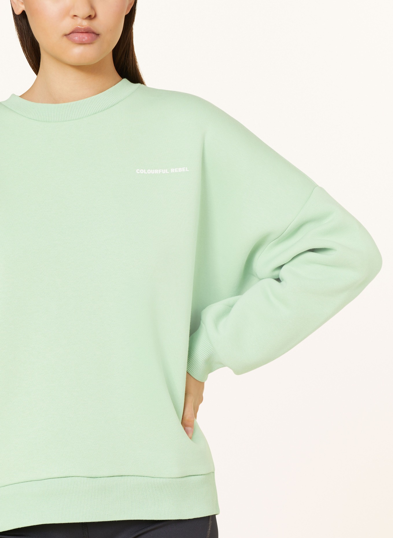 COLOURFUL REBEL Sweatshirt FLOWER, Color: LIGHT GREEN (Image 4)