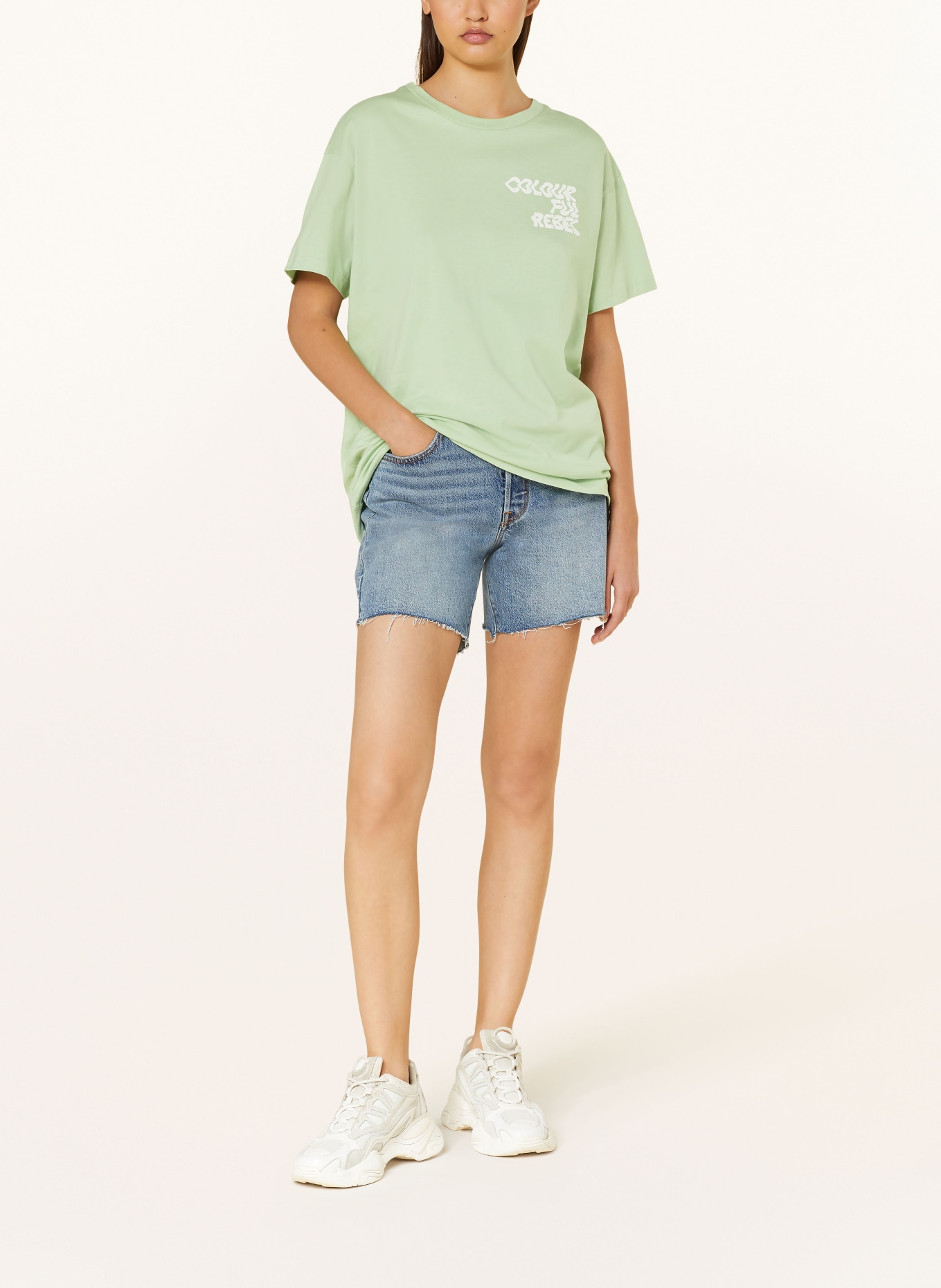 COLOURFUL REBEL T-Shirt LOGO WAVE, Farbe: HELLGRÜN (Bild 2)