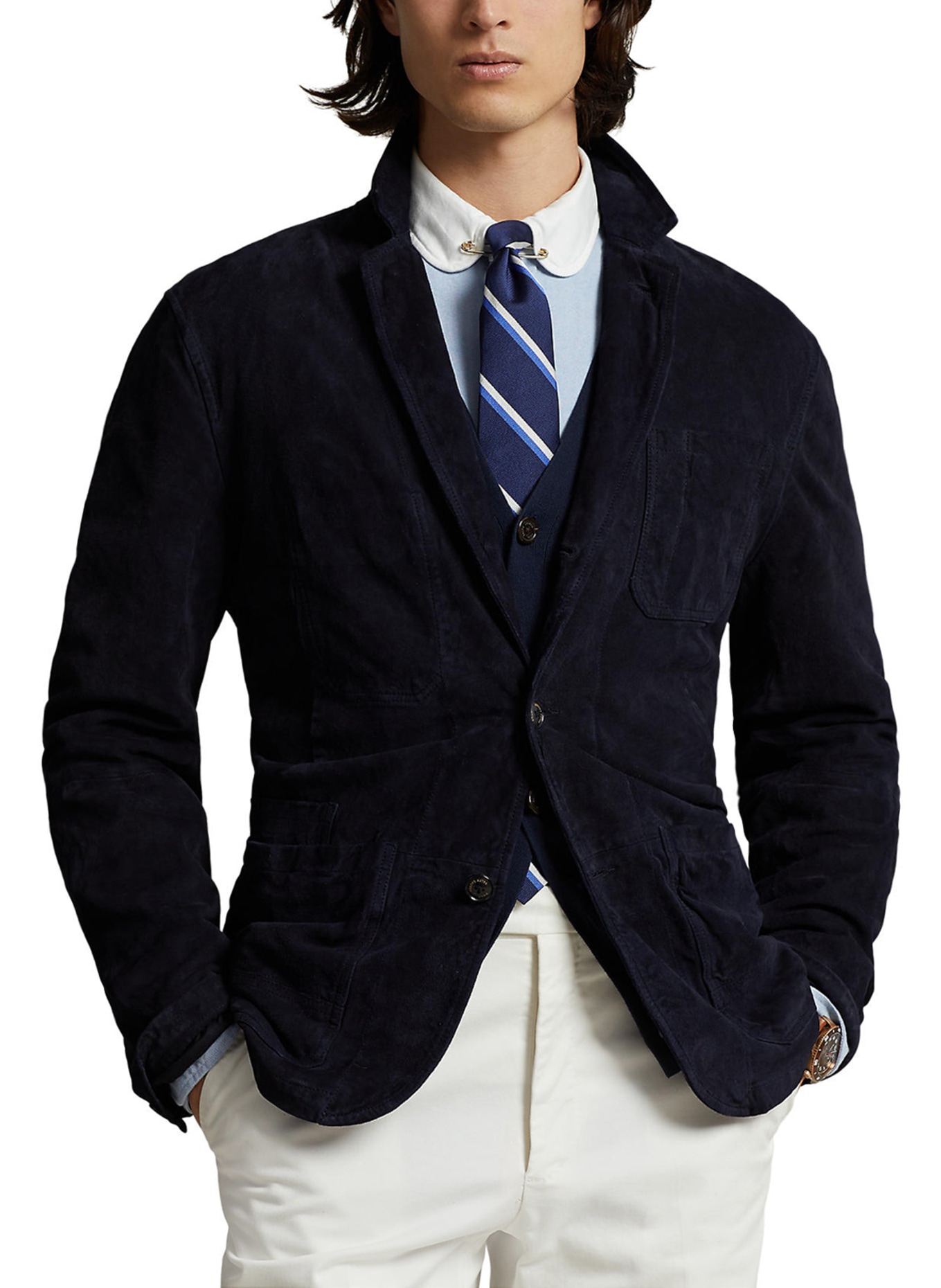 POLO RALPH LAUREN Leather jacket, Color: DARK BLUE (Image 4)
