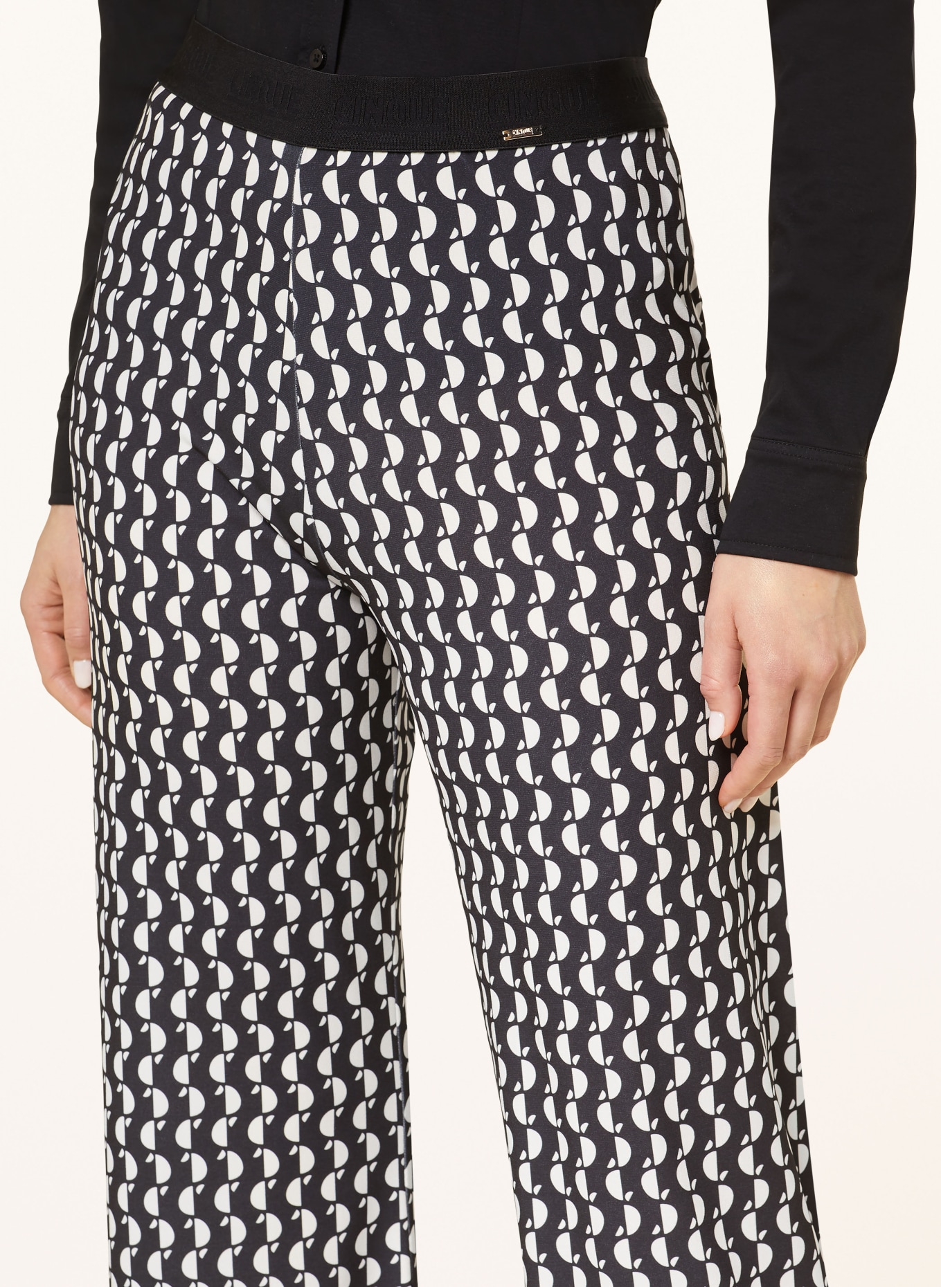 CINQUE Wide leg trousers CIDANA, Color: BLACK/ WHITE (Image 5)