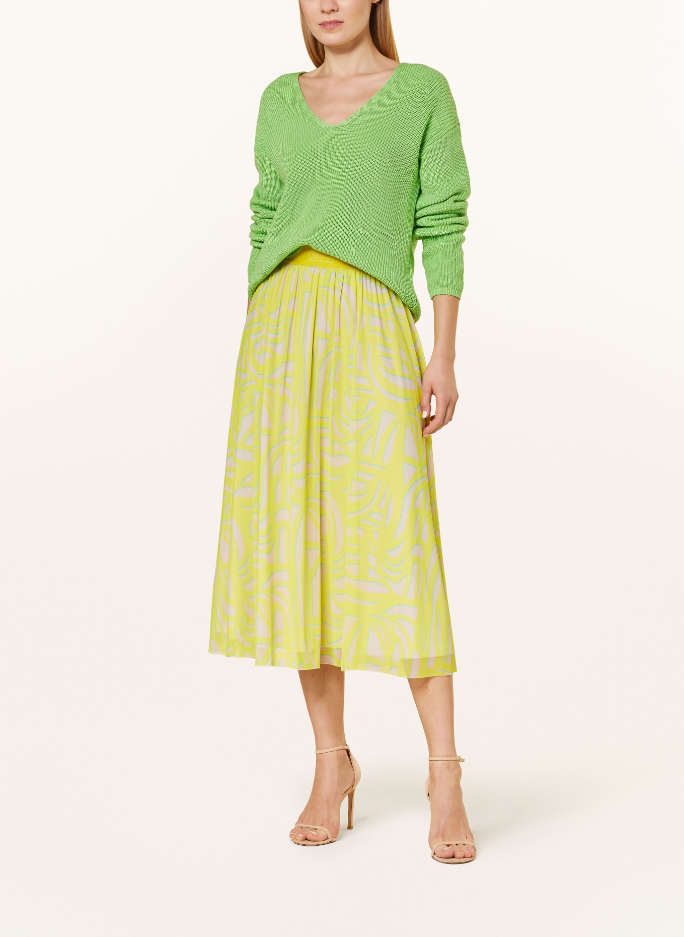 CINQUE Mesh skirt CIFAB, Color: YELLOW/ CREAM/ LIGHT GREEN (Image 2)