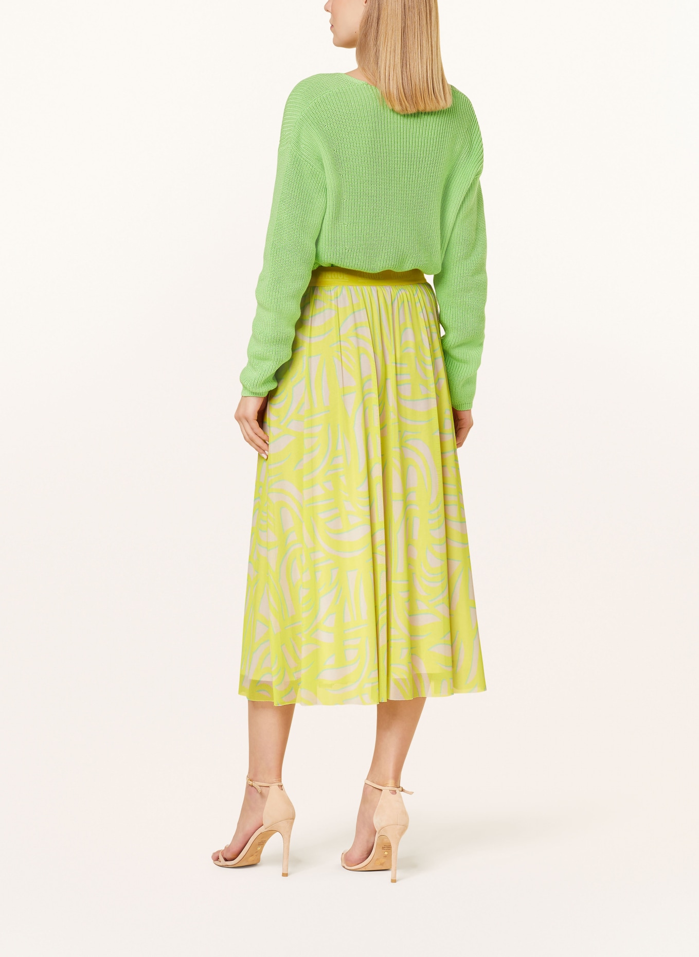 CINQUE Mesh skirt CIFAB, Color: YELLOW/ CREAM/ LIGHT GREEN (Image 3)