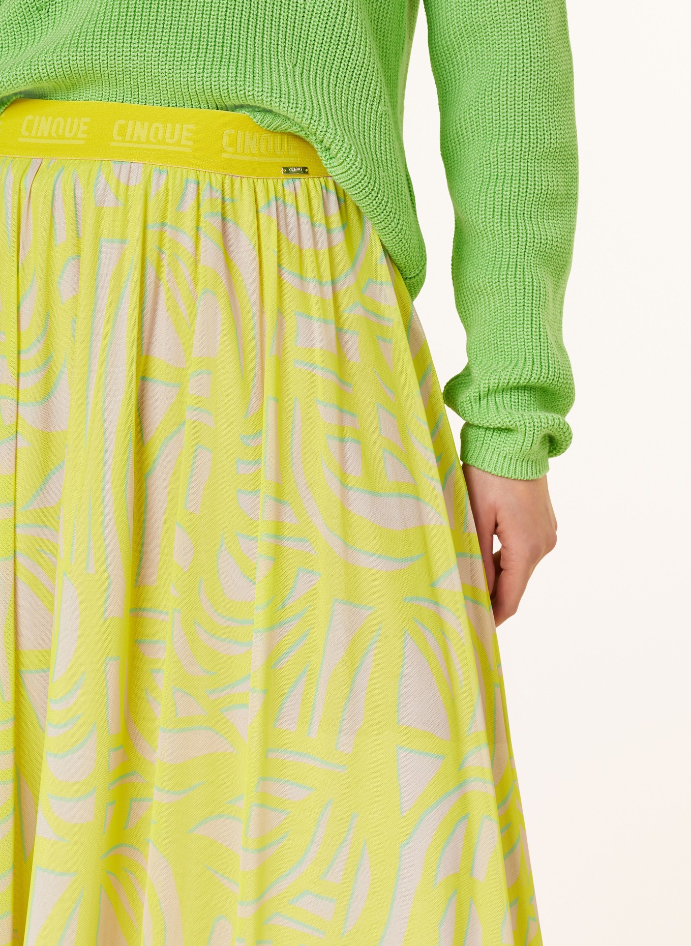 CINQUE Mesh skirt CIFAB, Color: YELLOW/ CREAM/ LIGHT GREEN (Image 4)