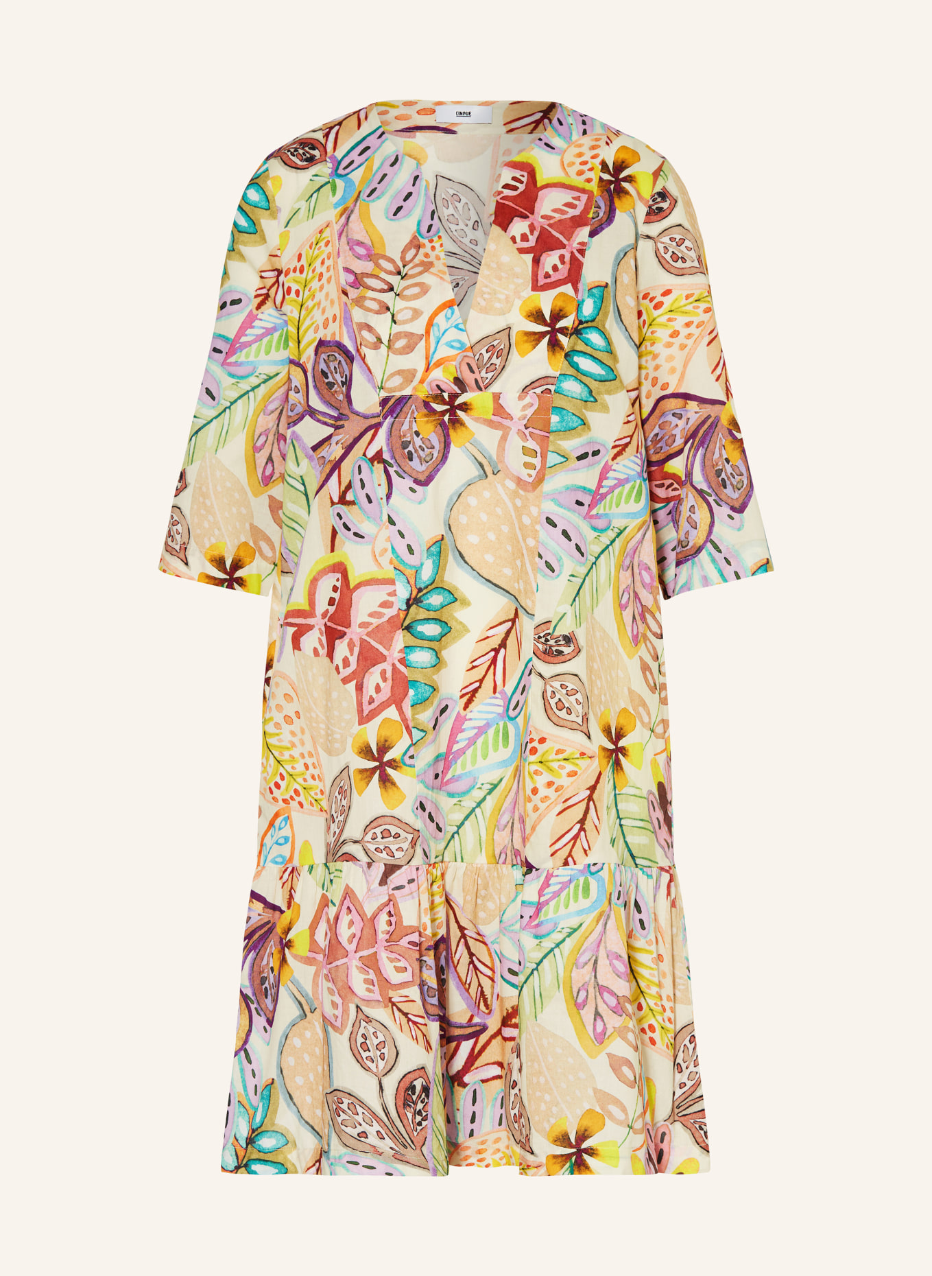 CINQUE Kleid CIDONUS mit Rüschen, Farbe: GELB/ GRÜN/ ROT (Bild 1)