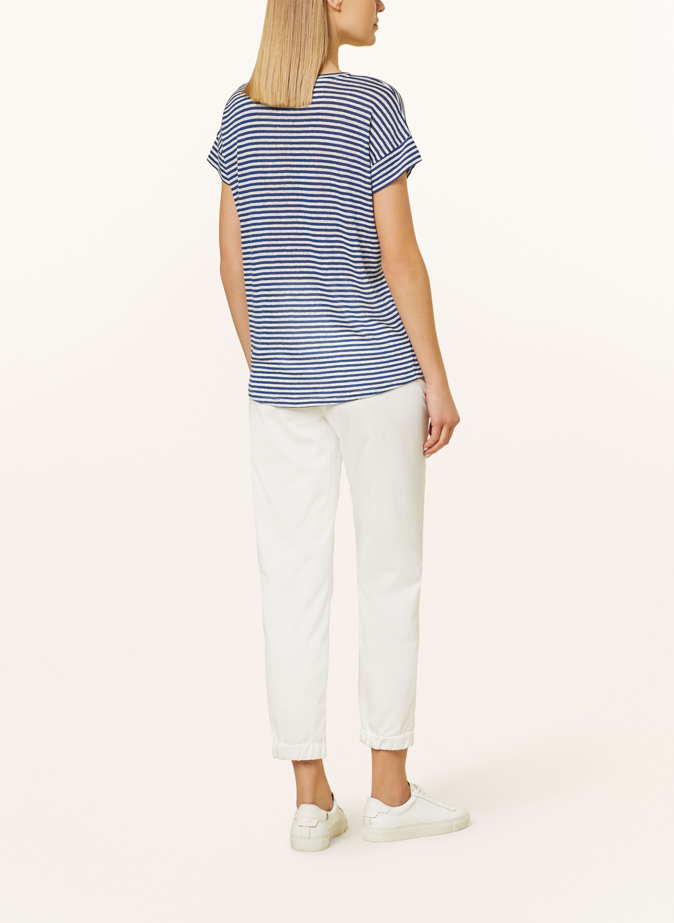 CINQUE T-shirt CITICK with linen, Color: DARK BLUE/ WHITE (Image 3)