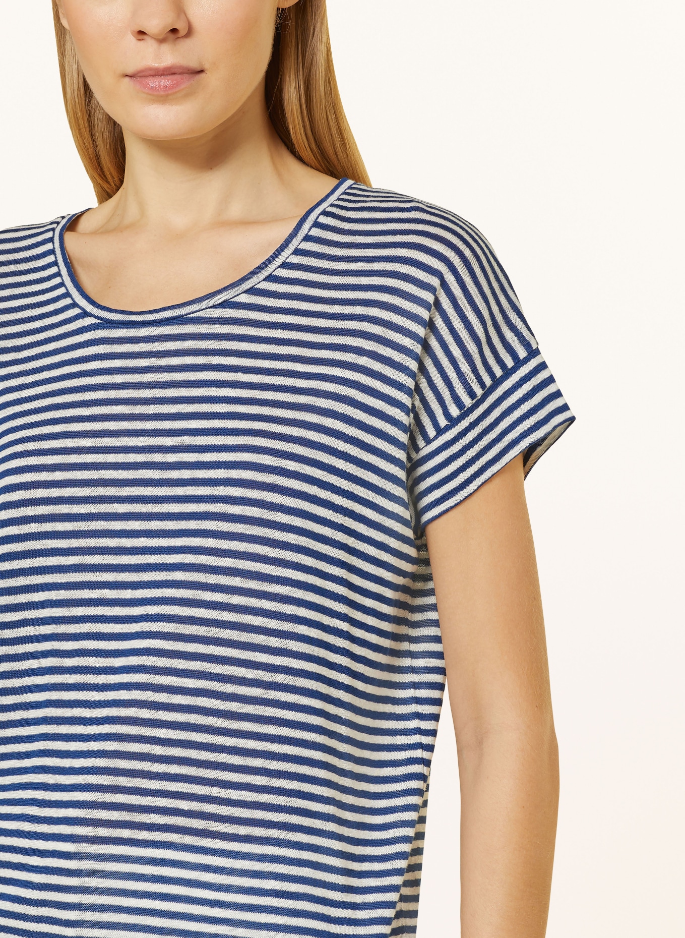CINQUE T-shirt CITICK with linen, Color: DARK BLUE/ WHITE (Image 4)