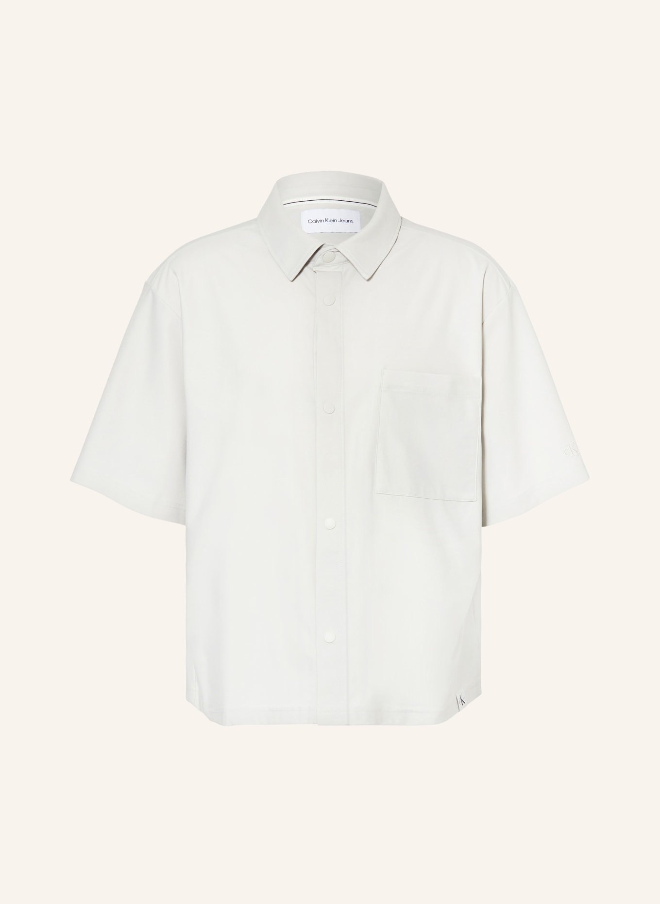 Calvin Klein Jeans Košile s krátkým rukávem Comfort Fit z žerzejového materiálu, Barva: SVĚTLE ŠEDÁ (Obrázek 1)