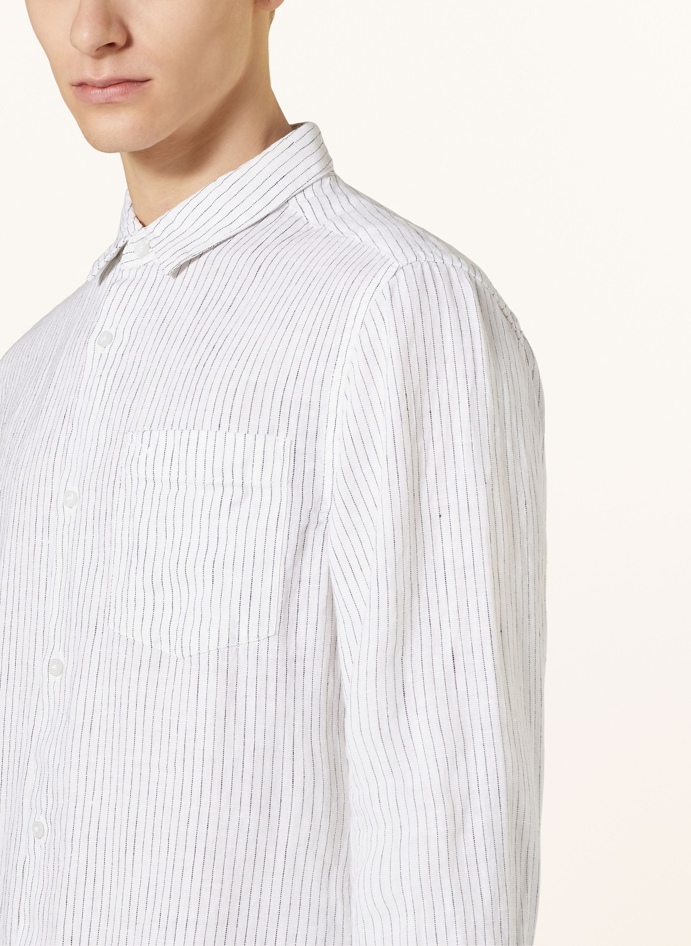 Calvin Klein Leinenhemd Regular Fit, Farbe: WEISS/ SCHWARZ (Bild 4)