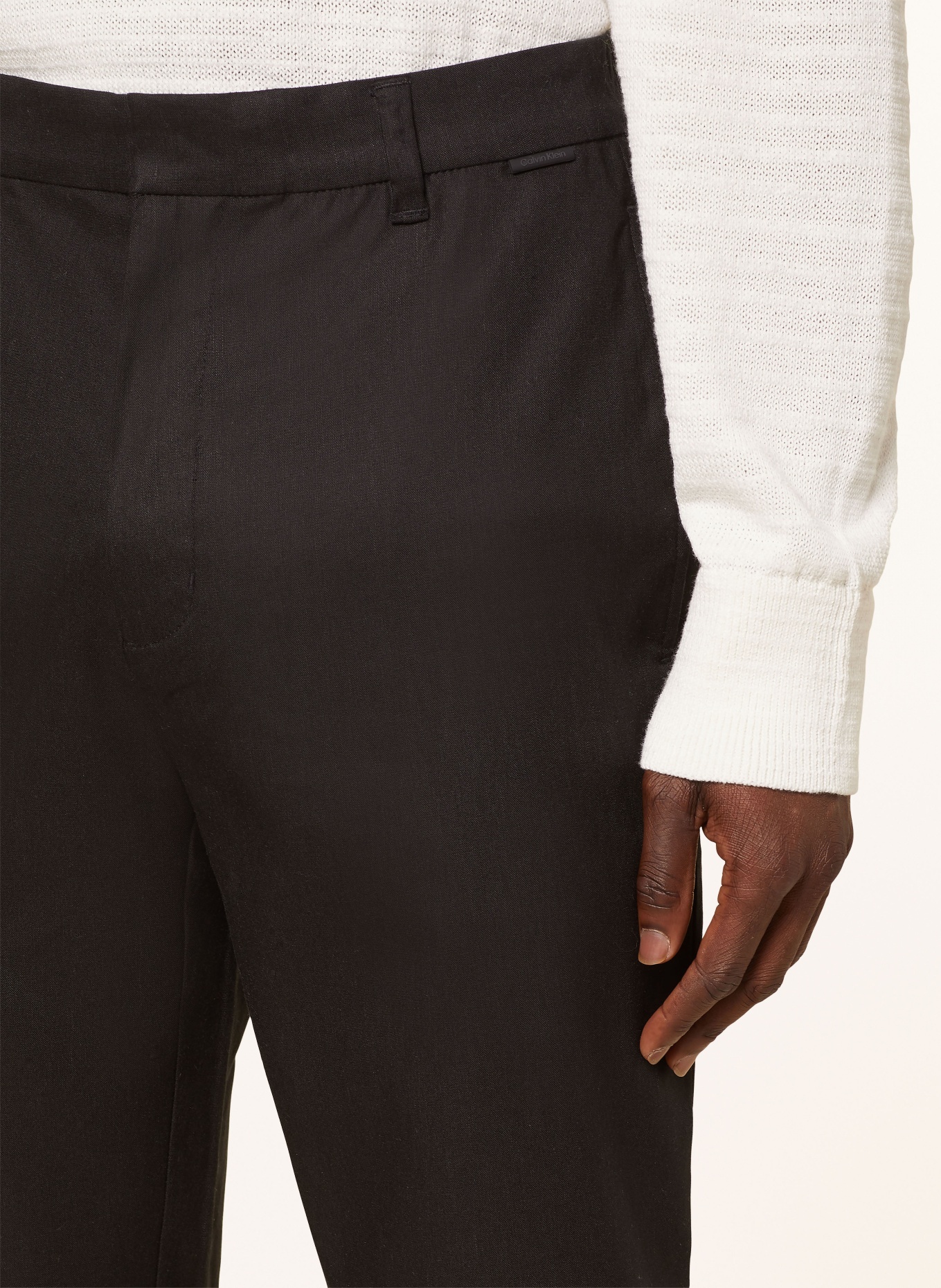 Calvin Klein Chinosy extra slim fit z dodatkiem lnu, Kolor: CZARNY (Obrazek 5)