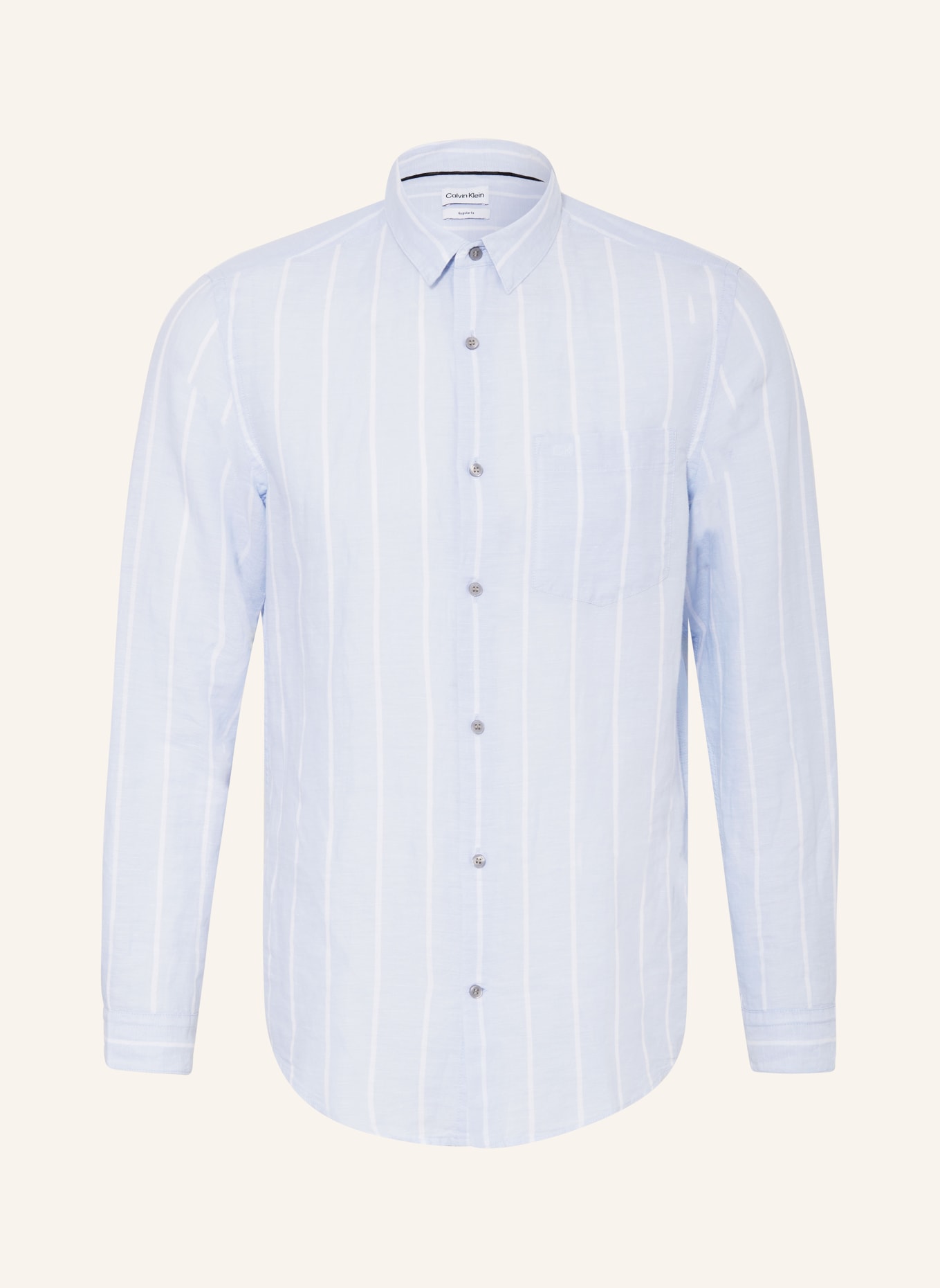 Calvin Klein Shirt regular fit with linen, Color: LIGHT BLUE/ WHITE (Image 1)