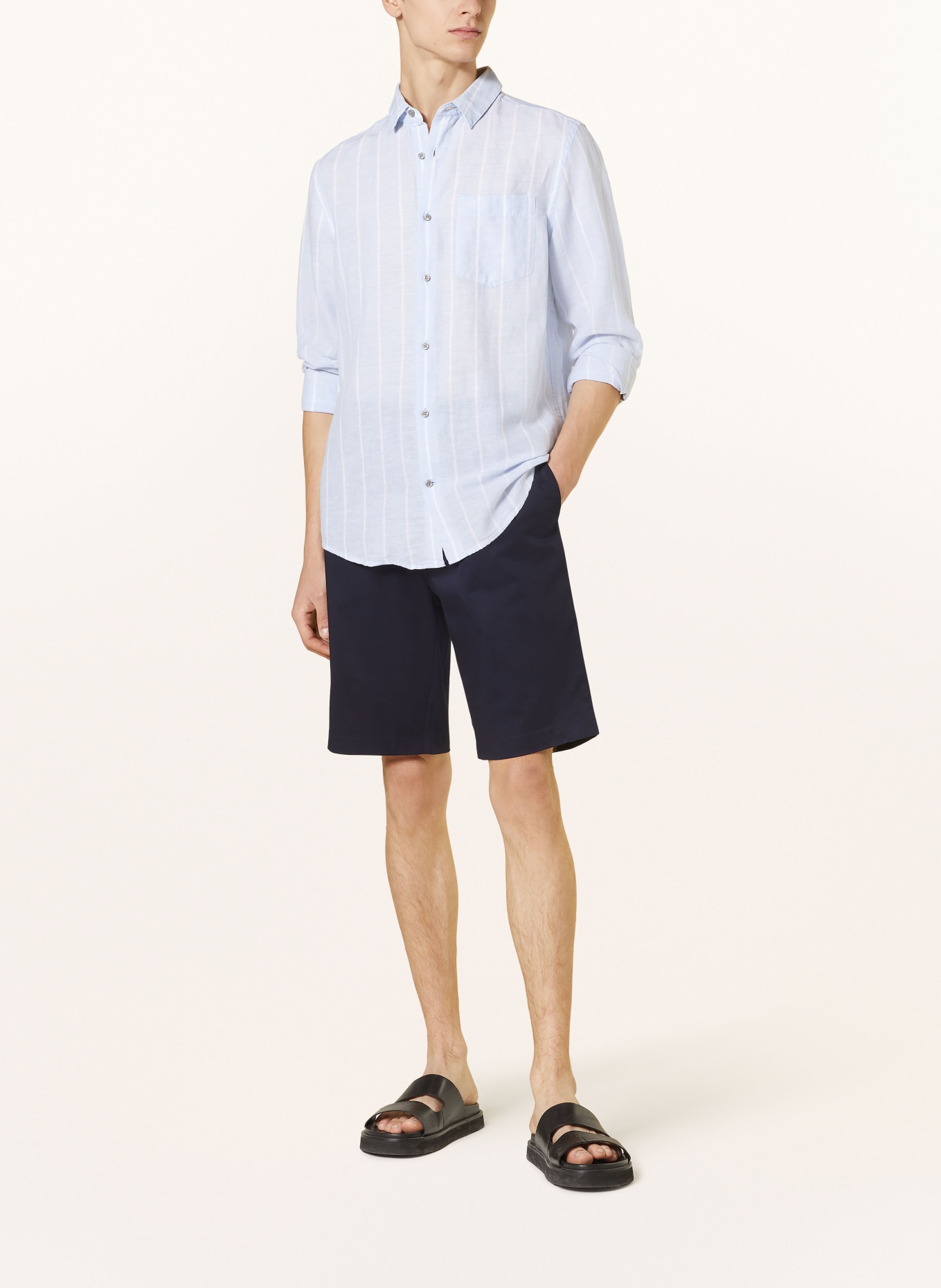 Calvin Klein Shirt regular fit with linen, Color: LIGHT BLUE/ WHITE (Image 2)