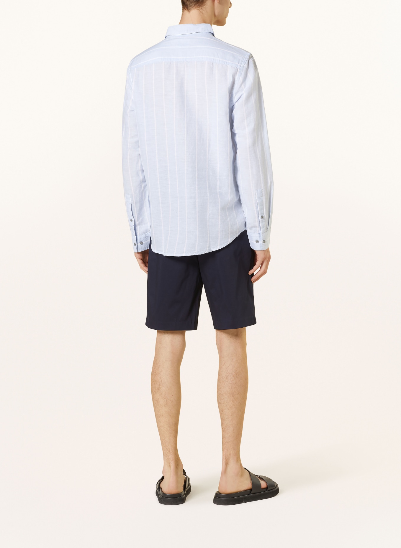 Calvin Klein Shirt regular fit with linen, Color: LIGHT BLUE/ WHITE (Image 3)
