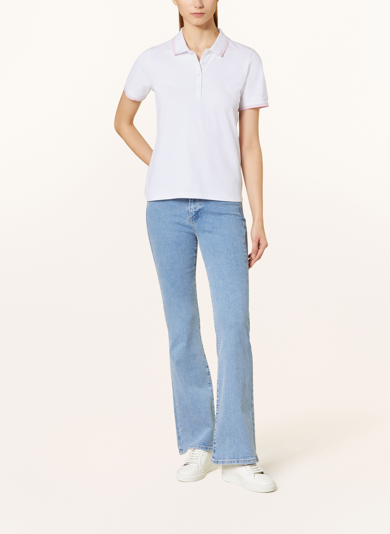 darling harbour Pique polo shirt, Color: WEISS/BABYROSA (Image 2)