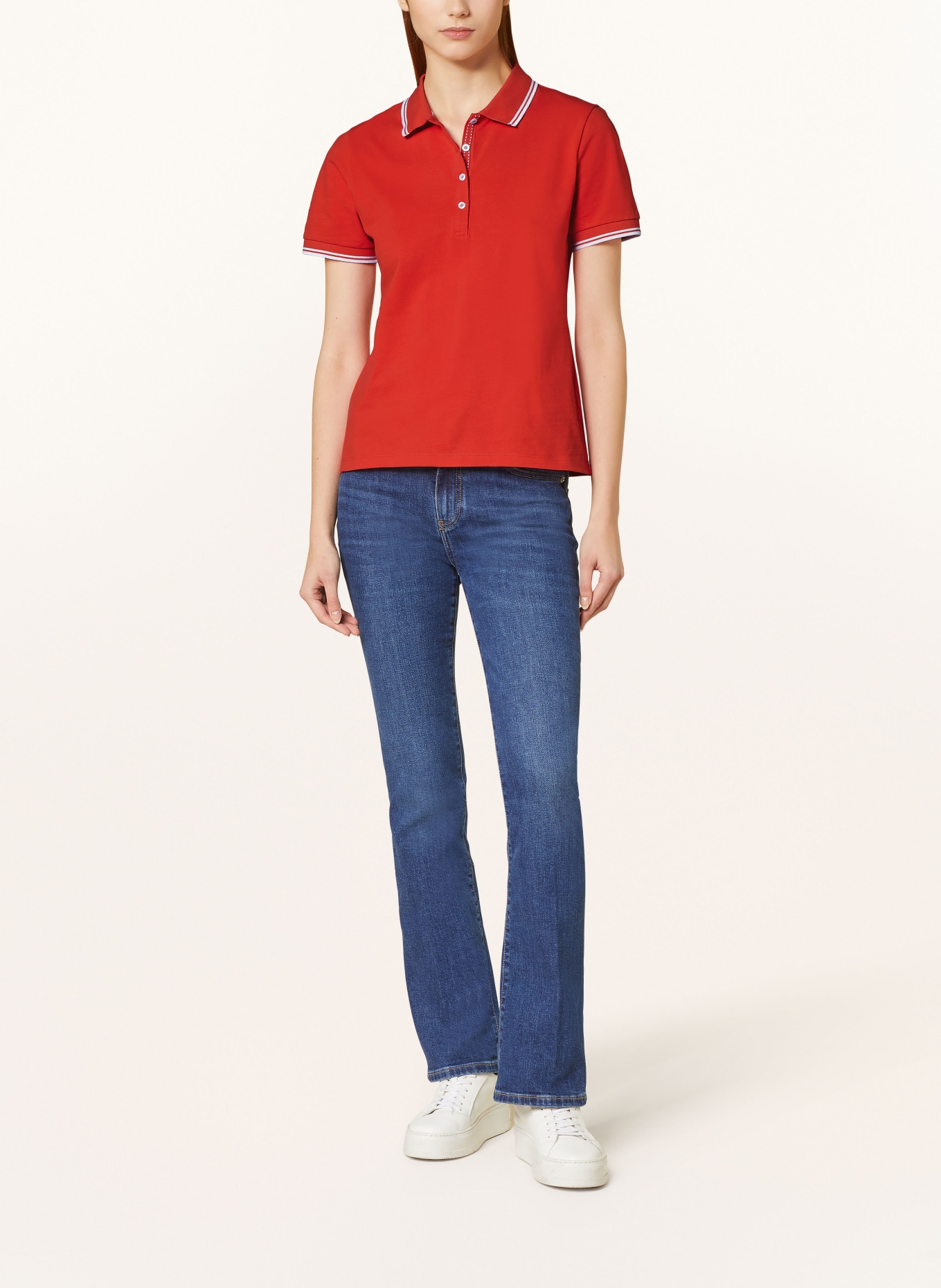 darling harbour Pique polo shirt, Color: ORANGEROT/WEISS (Image 2)