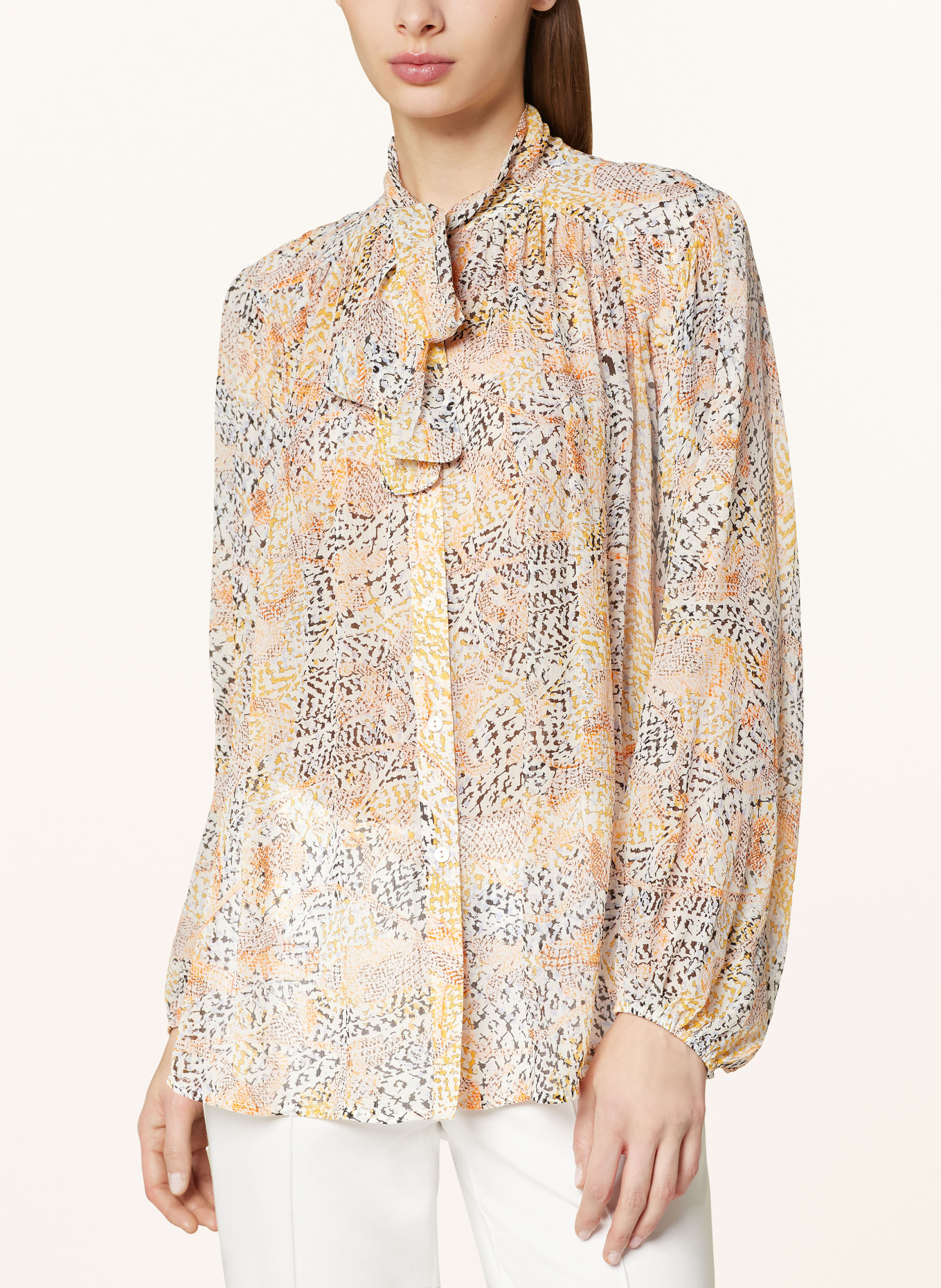 Lala Berlin Bow-tie blouse BAYLIV, Color: CREAM/ YELLOW/ BLACK (Image 4)