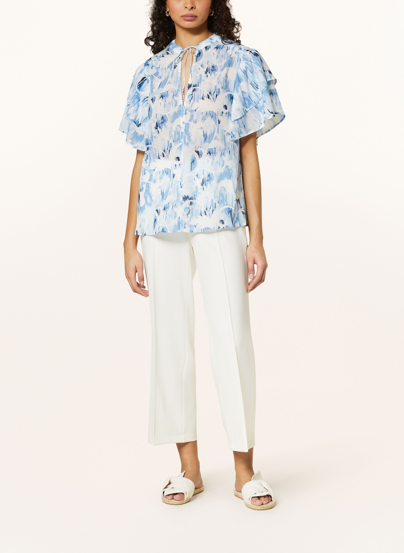 Lala Berlin Shirt blouse TENYANA with frills, Color: LIGHT BLUE/ BLUE/ WHITE (Image 2)