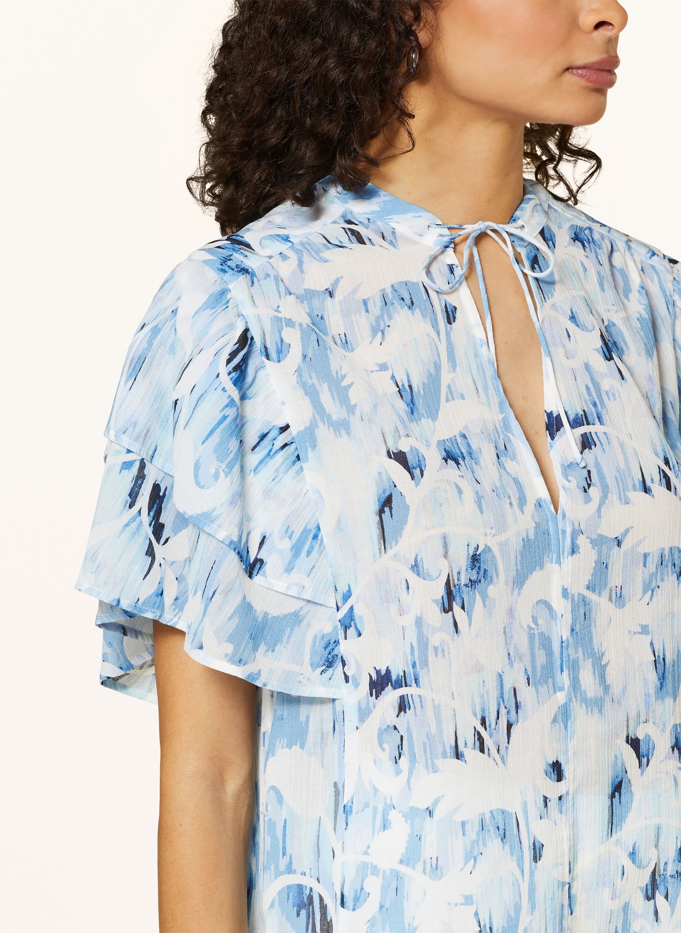 Lala Berlin Shirt blouse TENYANA with frills, Color: LIGHT BLUE/ BLUE/ WHITE (Image 4)