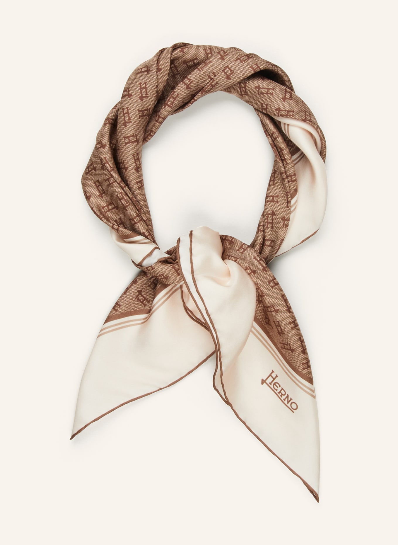 HERNO Silk scarf, Color: BROWN/ LIGHT BROWN (Image 2)