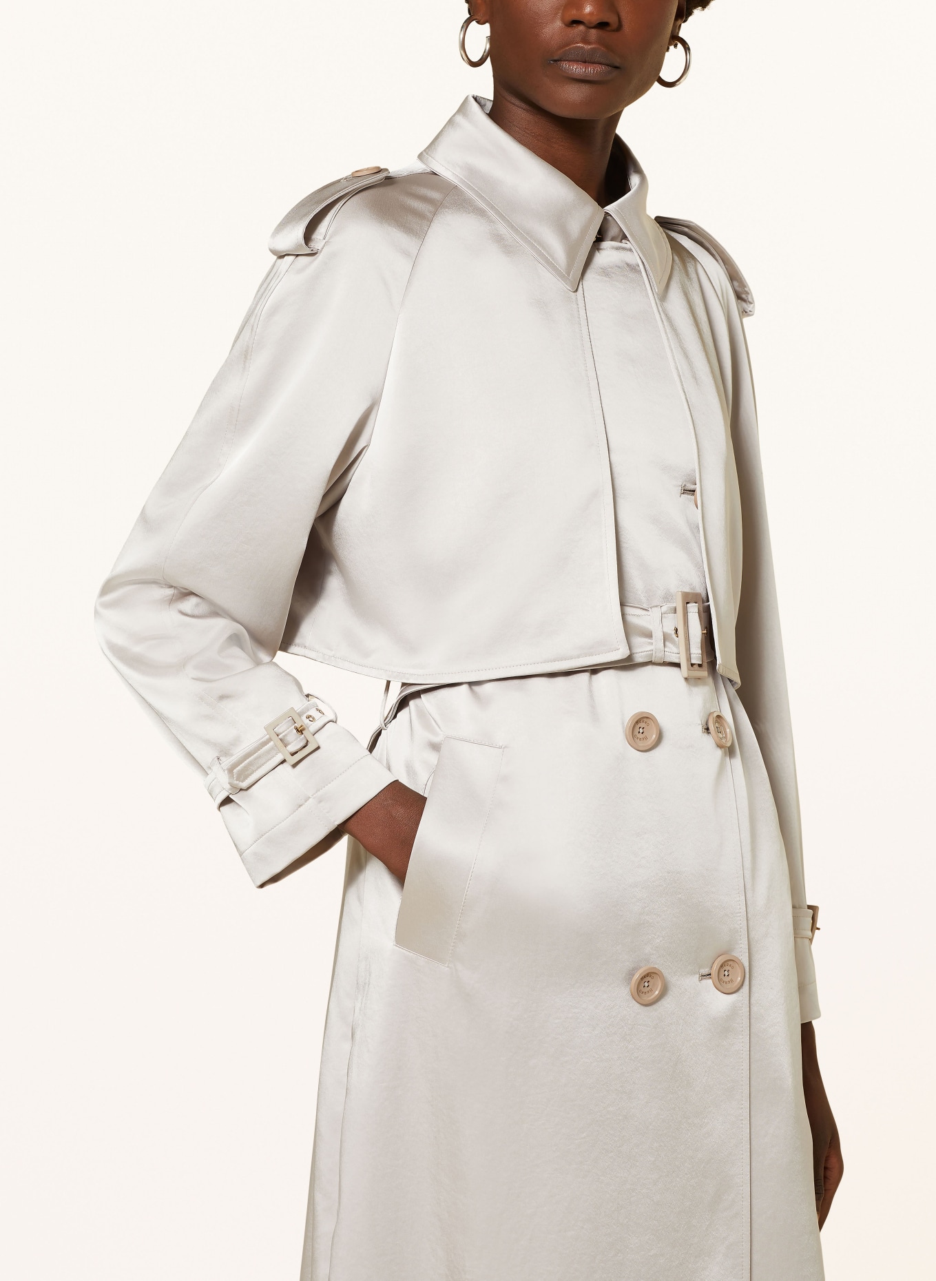 HERNO Satin trench coat, Color: BEIGE (Image 4)