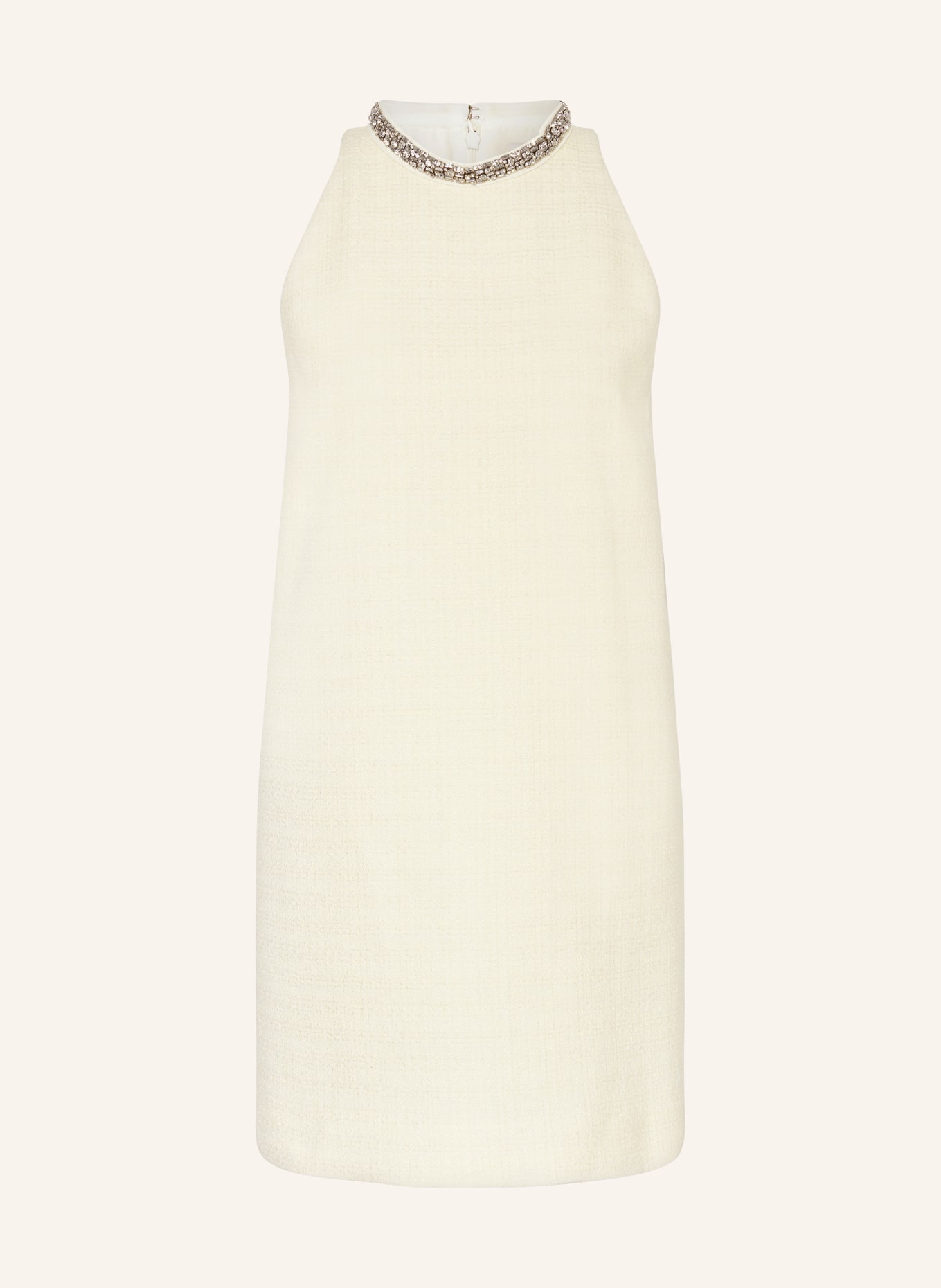 SANDRO Tweed-Kleid mit Schmucksteinen, Farbe: ECRU (Bild 1)