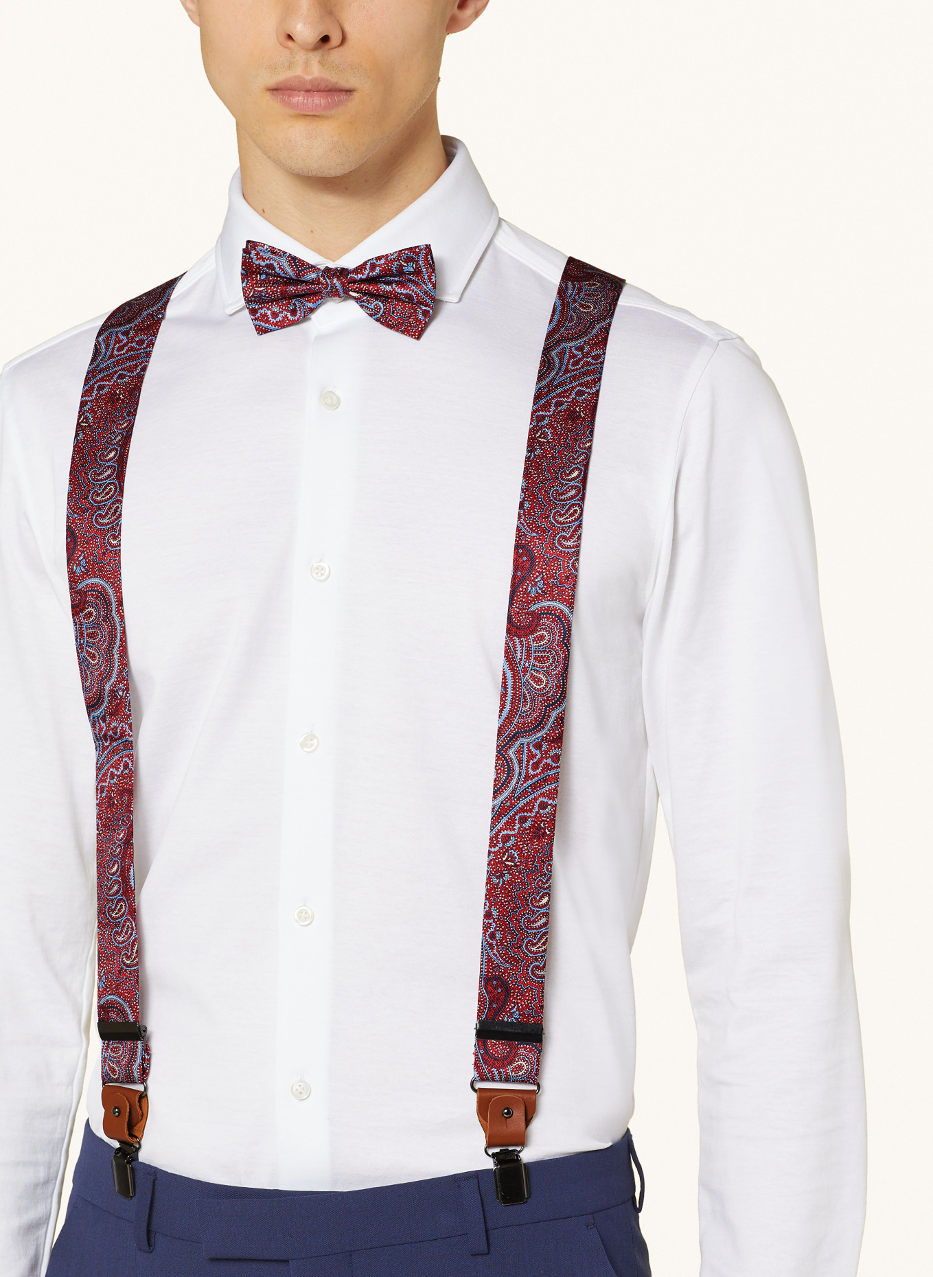Prince BOWTIE Set: Suspenders, bow tie and pocket square, Color: 2500 M-ROT (Image 6)