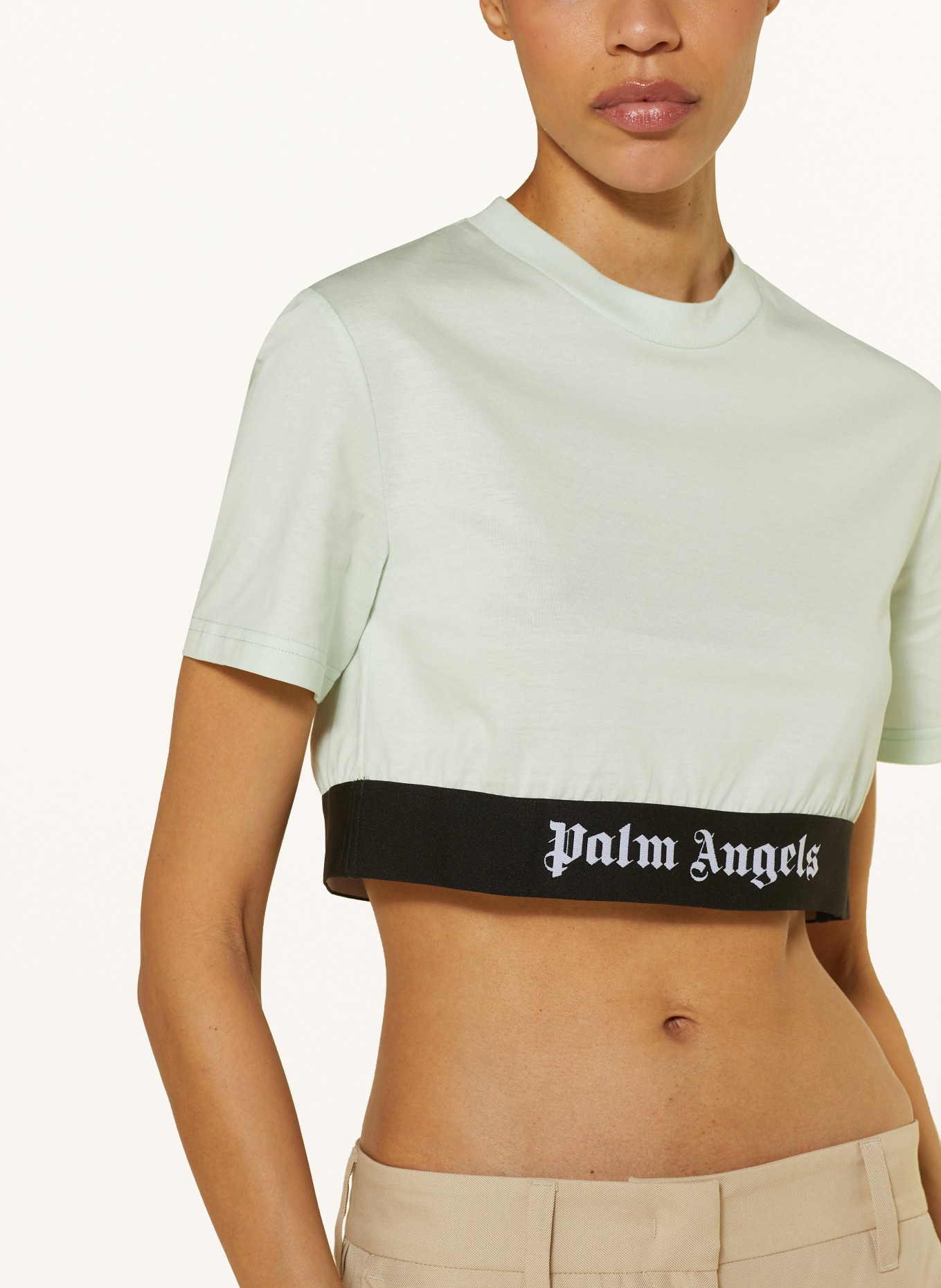 Palm Angels Cropped shirt, Color: MINT/ BLACK/ WHITE (Image 4)