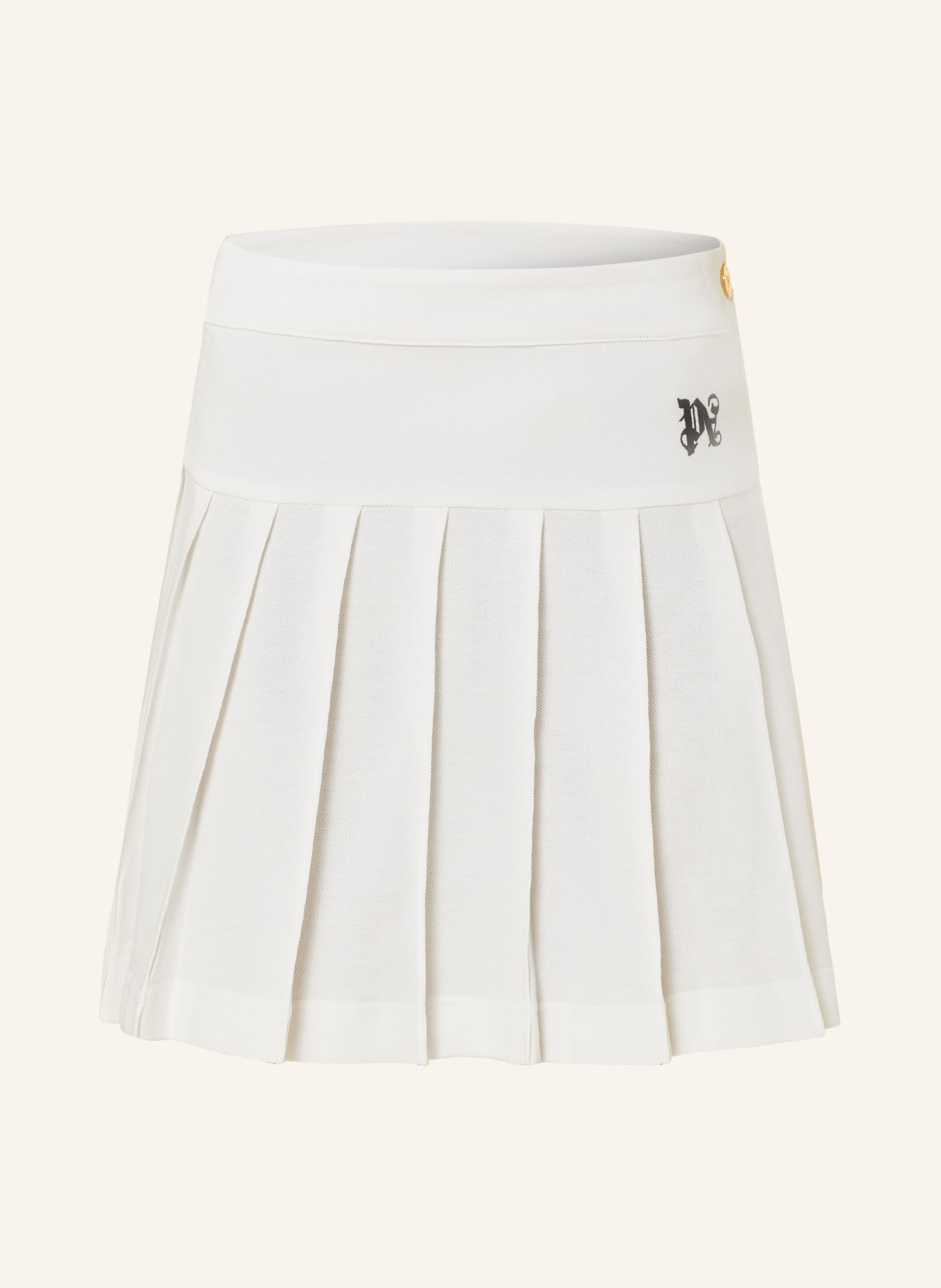 Palm Angels Piqué pleated skirt, Color: WHITE (Image 1)