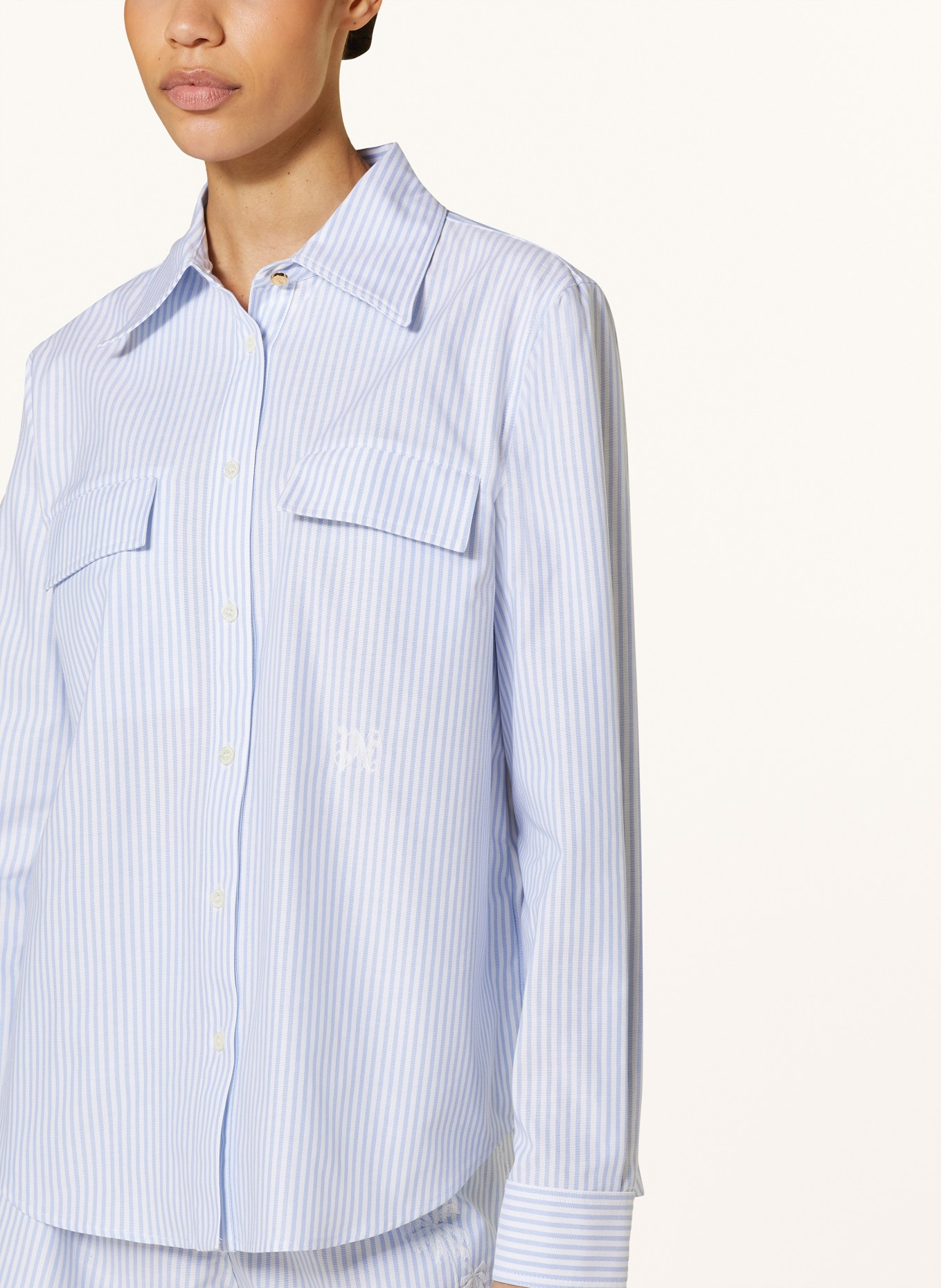 Palm Angels Shirt blouse, Color: LIGHT BLUE/ WHITE (Image 4)