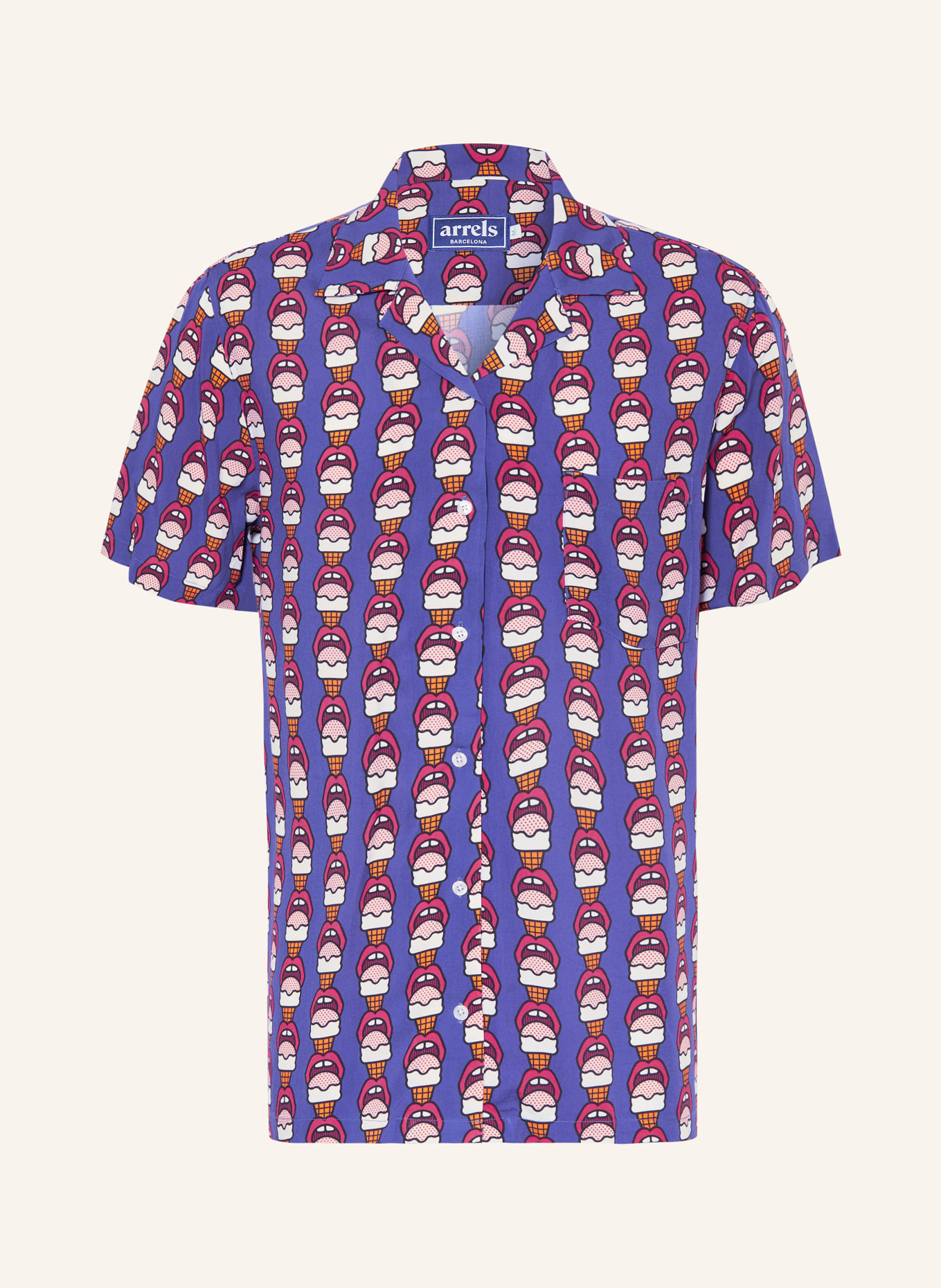 arrels BARCELONA Koszula z klapami NAVY LICK ME × CRAIG & KARL comfort fit, Kolor: GRANATOWY/ MOCNORÓŻOWY/ BIAŁY (Obrazek 1)