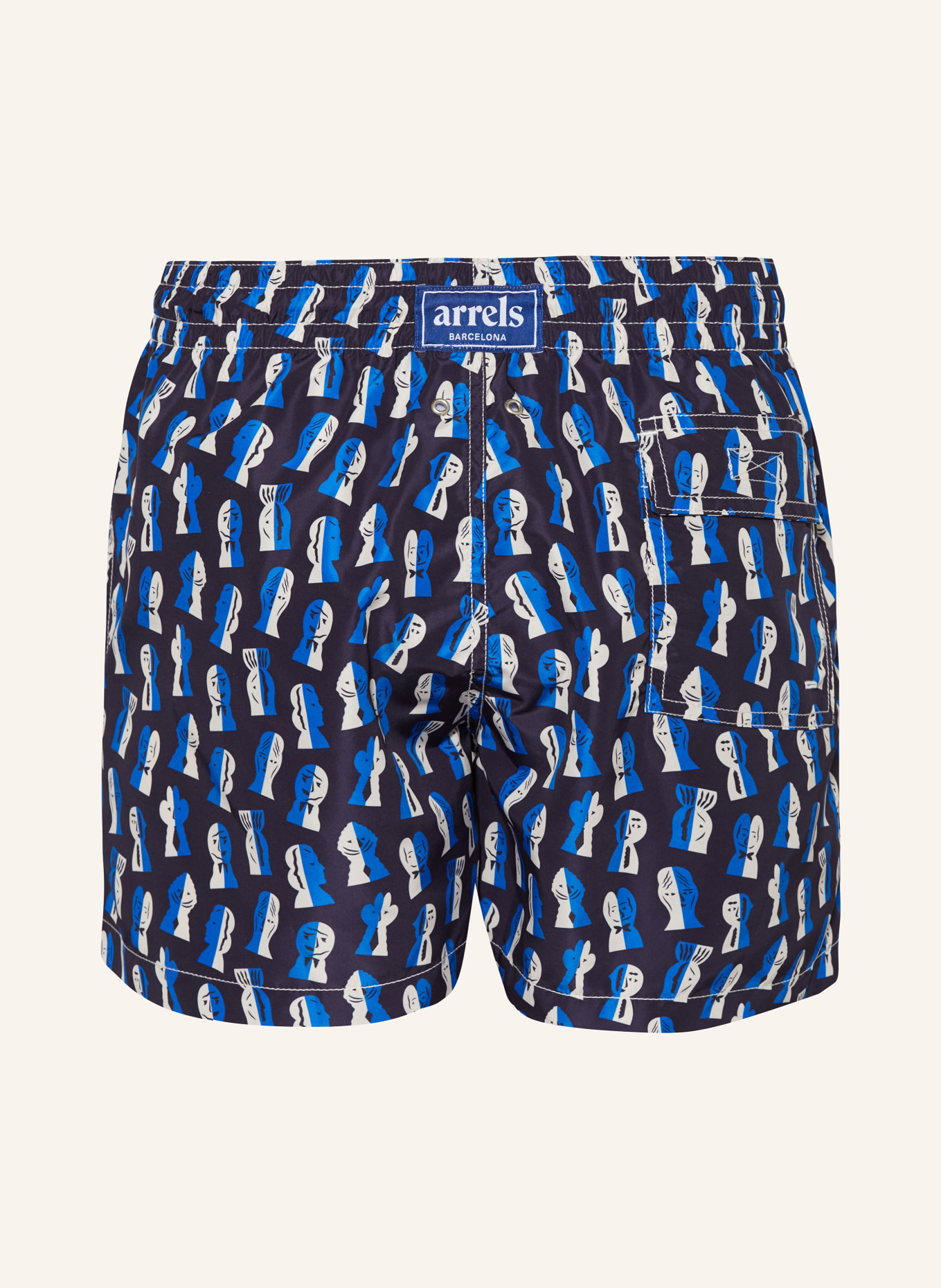 arrels BARCELONA Swim shorts NAVY PAPIER DECOUPE × SEVERIN MILLET, Color: BLUE/ DARK BLUE/ WHITE (Image 2)