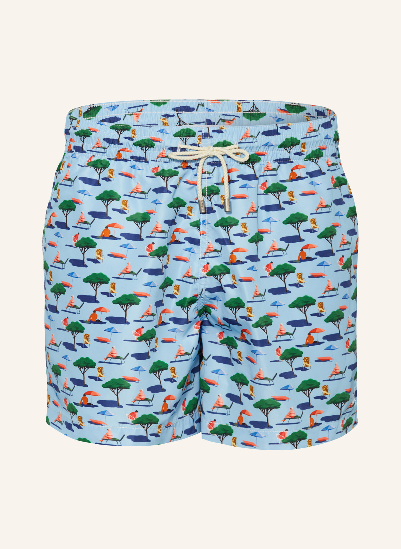 arrels BARCELONA Swim shorts GLAMPING × ANA POPESCU, Color: LIGHT BLUE/ GREEN (Image 1)